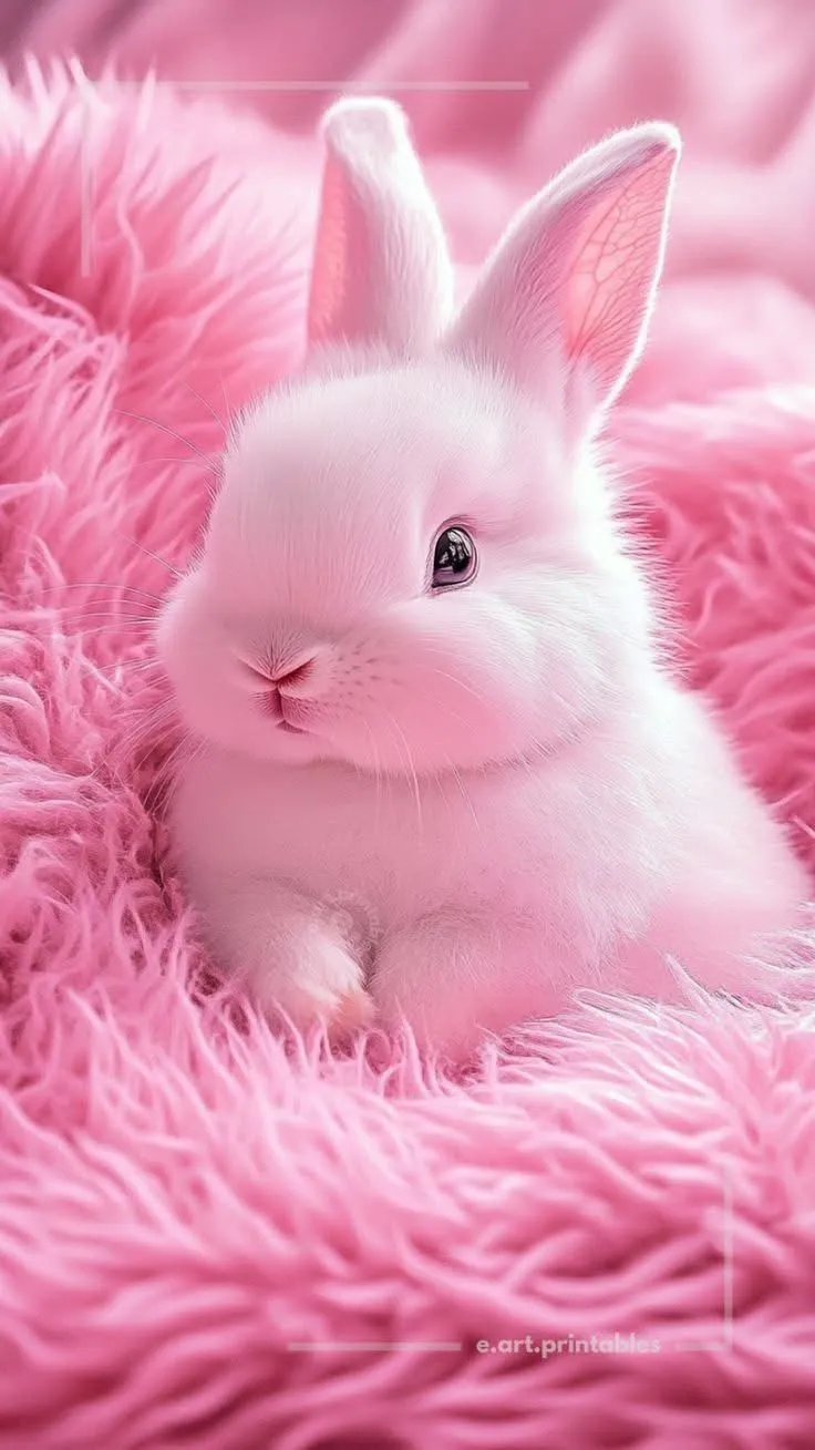 Pink and white rabbit. White rabbits aesthetic pink, Cute animals aesthetic pink, Pink bunny picture