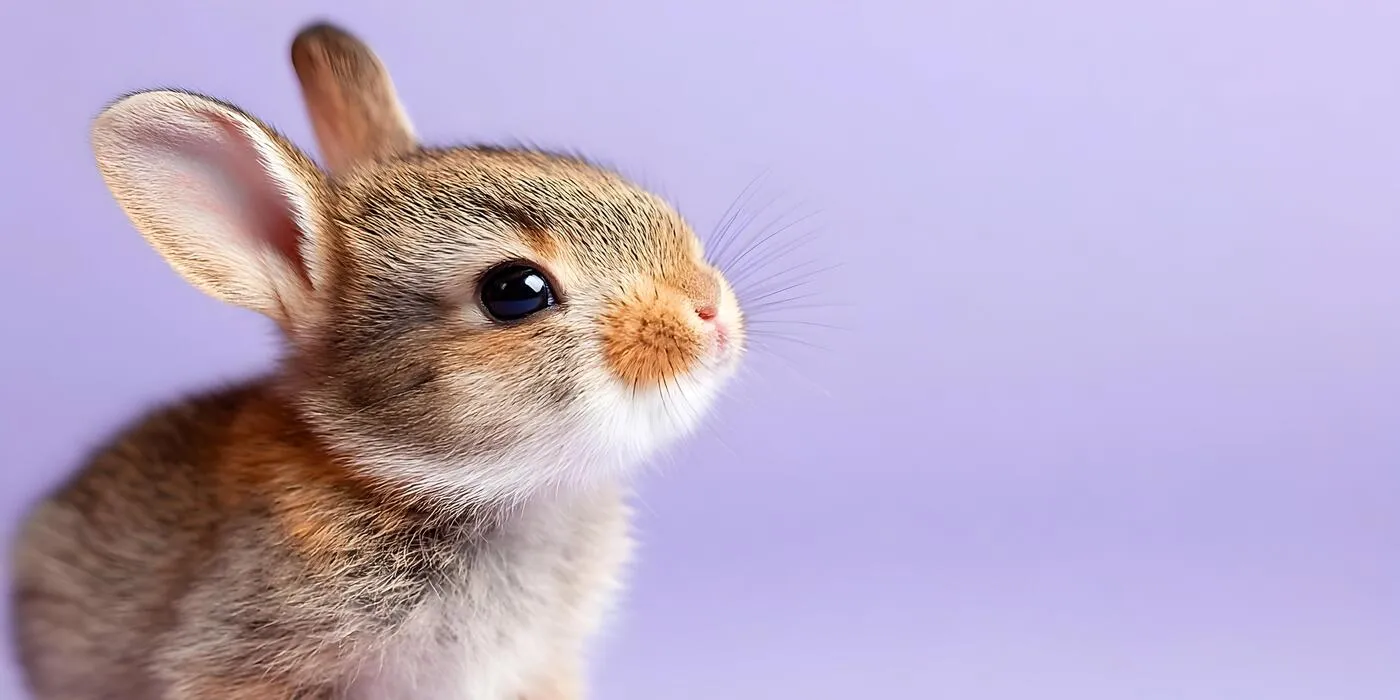 Adorable Baby Rabbit Brown Fur Fluffy Cute Little Bunny Lilac Background