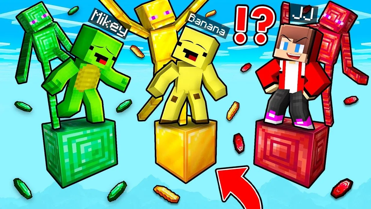 JJ and Mikey, ONE BLOCK ENDERMAN Battle in Minecraft !