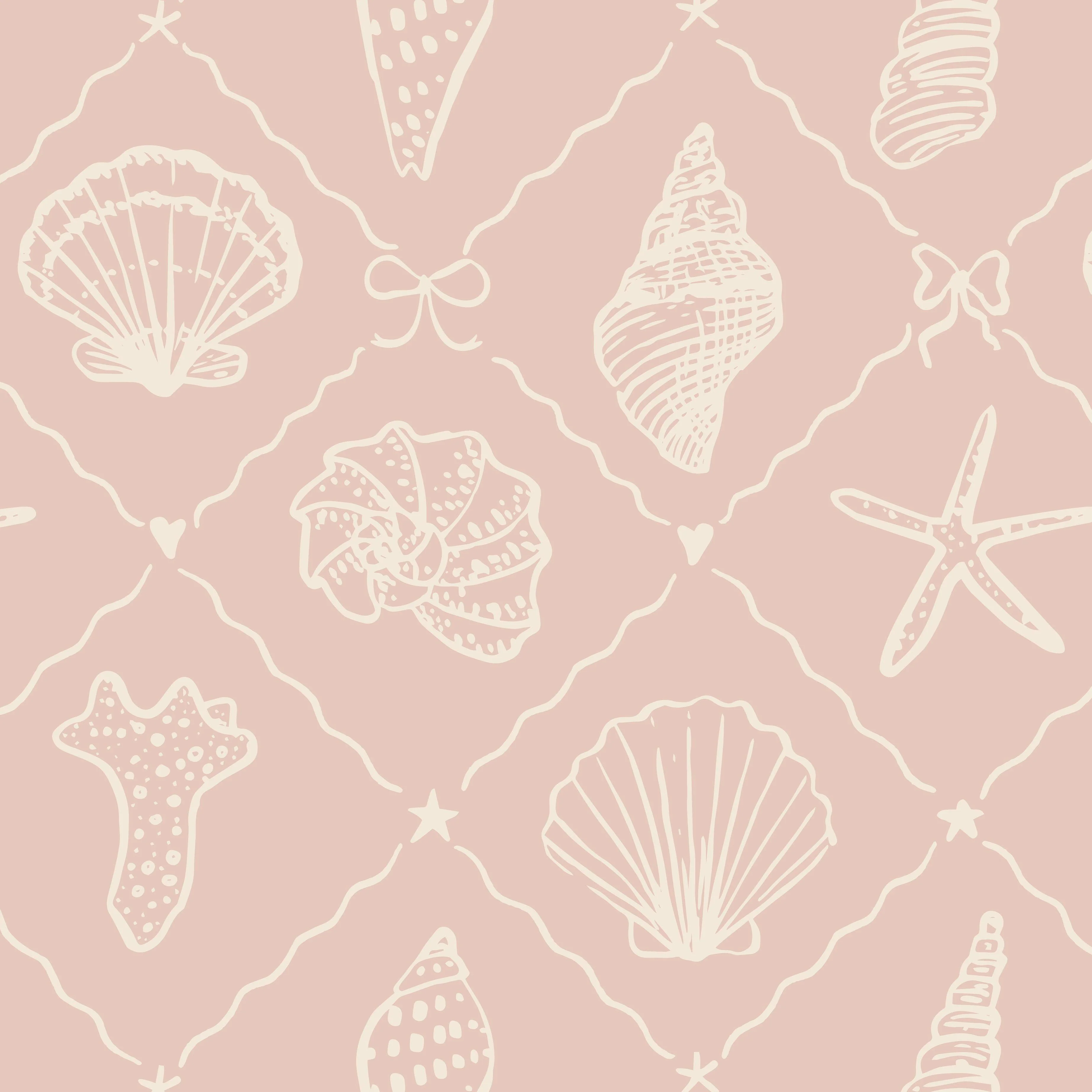 Seaside Trinkets Blush Pink Beach Wallpaper