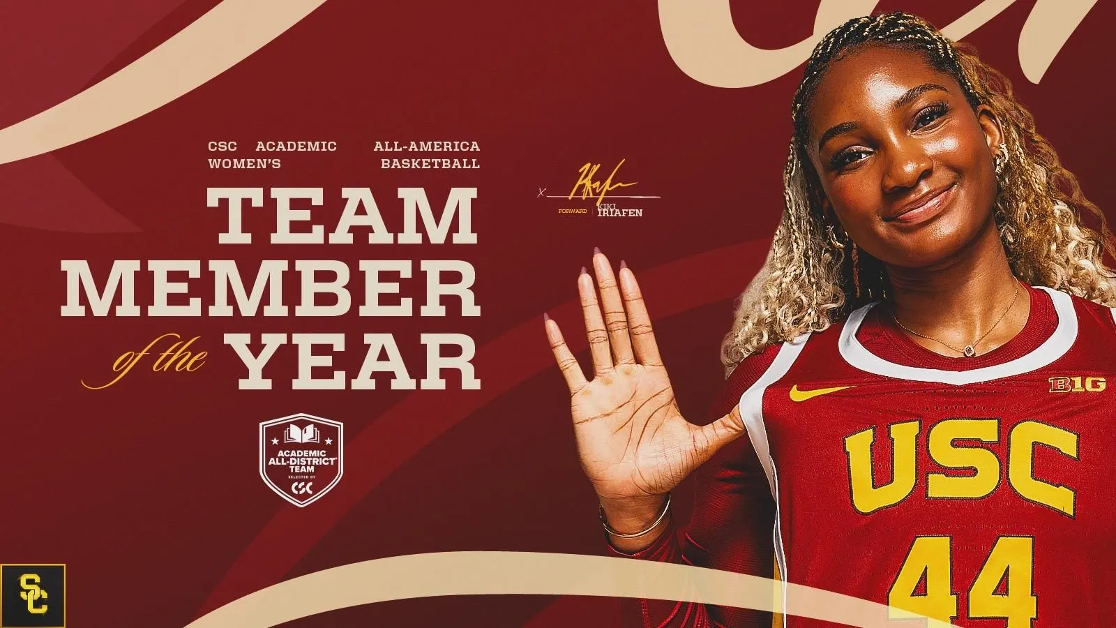 USC's Kiki Iriafen Named CSC Academic All America Women's Basketball Team Member Of The Year