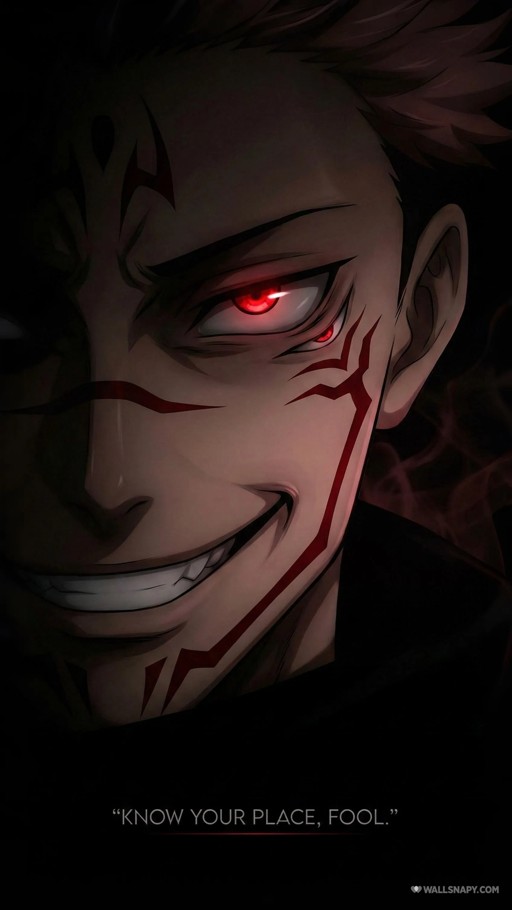 Ryomen sukuna evil grin red eyes dark aesthetic 4k wallpaper