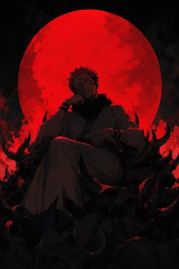 Sukuna: King of Curses. Dark Minimal Anime Poster. Japan red posters anime, Anime red