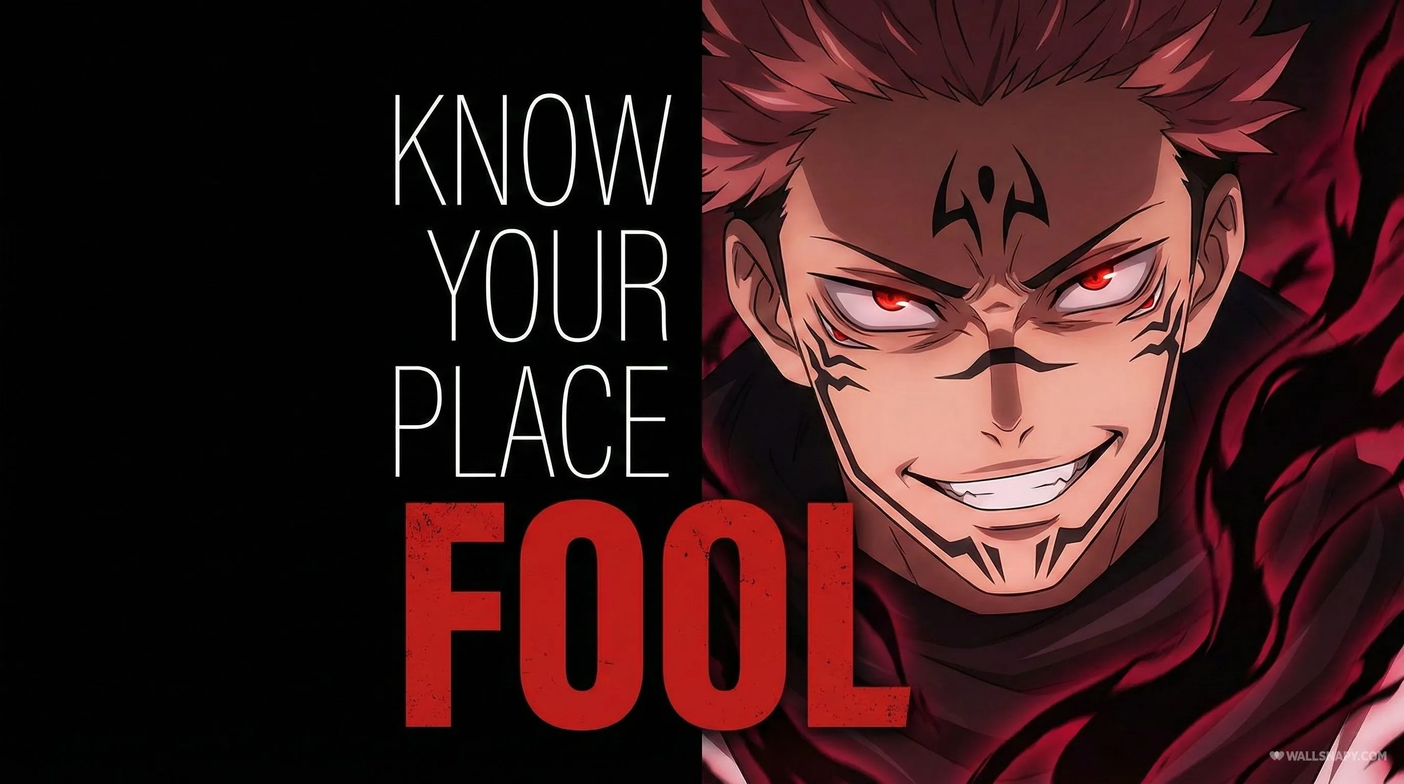 Sukuna saying know your place fool dark pc 4k wallpaper