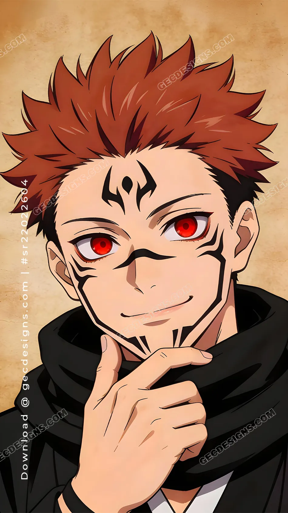 Ryomen Sukuna iPhone Wallpaper Featuring Bold Red Eyes and Dark Cursed Energy Aesthetic: Free & Premium Creative Assets