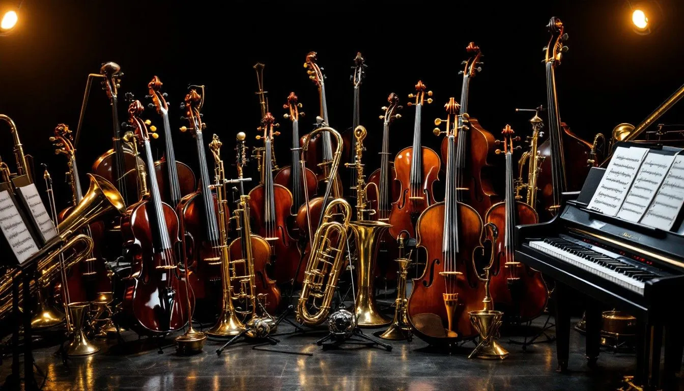 Download Orchestra Instruments Arranged Image, Violin, Piano