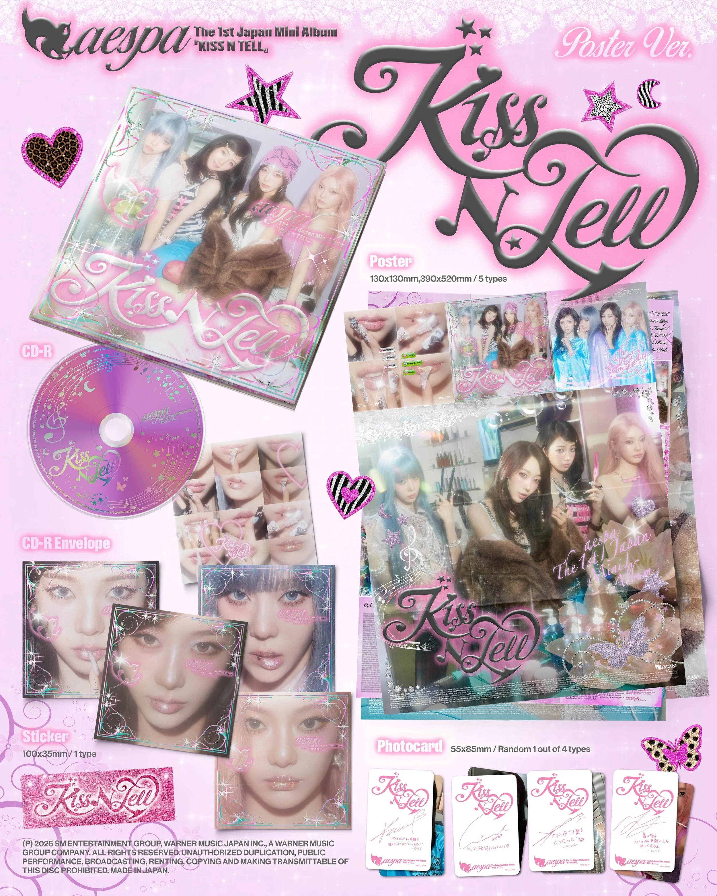 Official preorder aespa 'KISS N TELL' Album Details (Poster version) [Warner Music Store Edition]