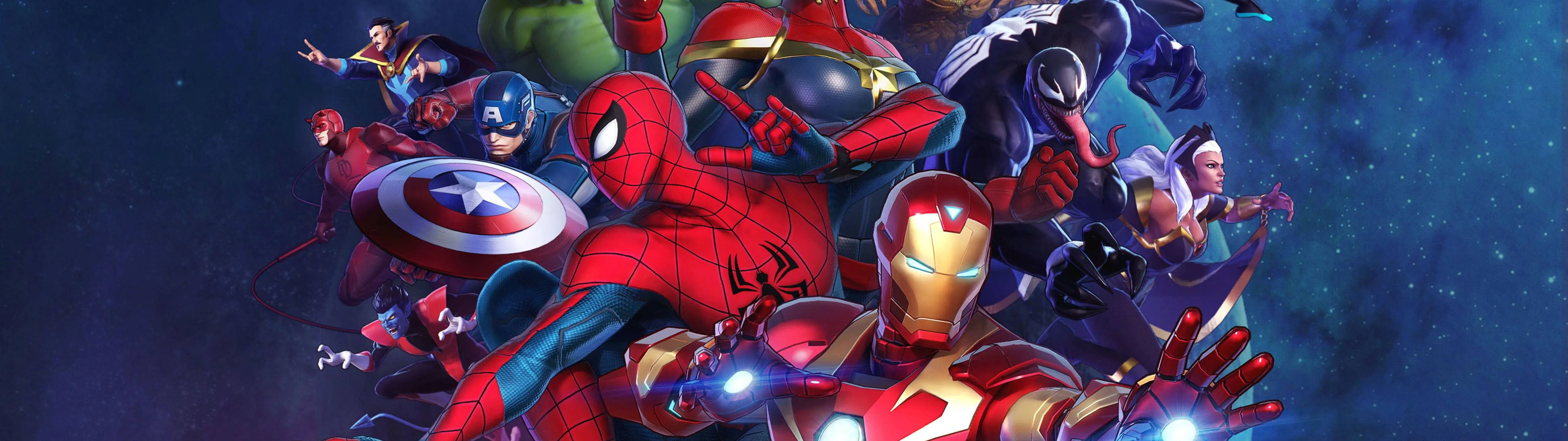 Download Marvel Heroes Animated 5120 x 1440 Wallpaper