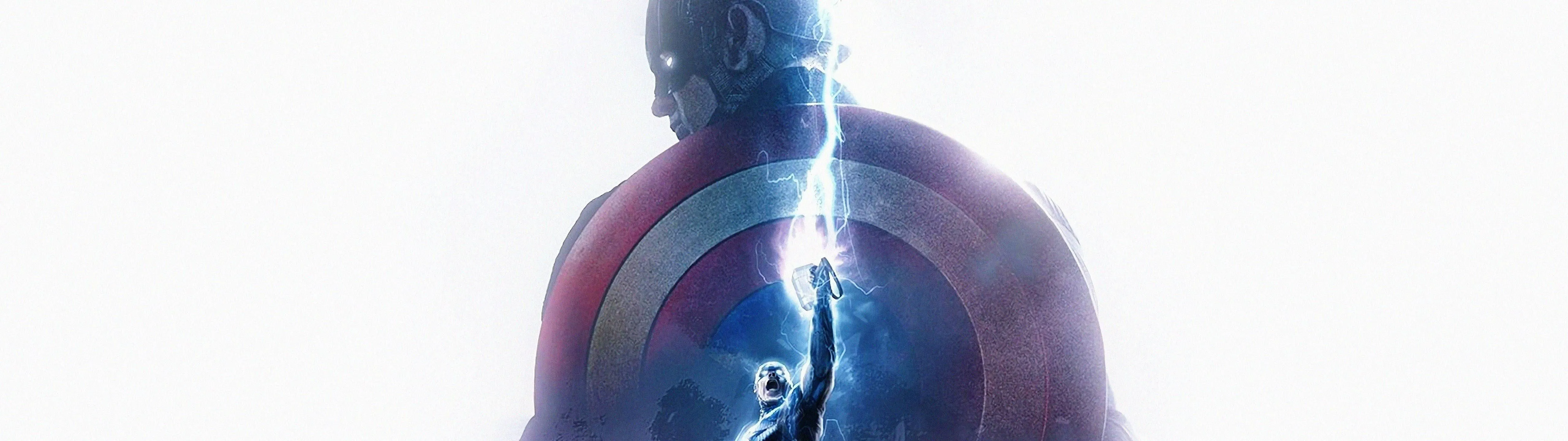Download Marvel's Captain America With Mjolnir 5120 x 1440 Wallpaper