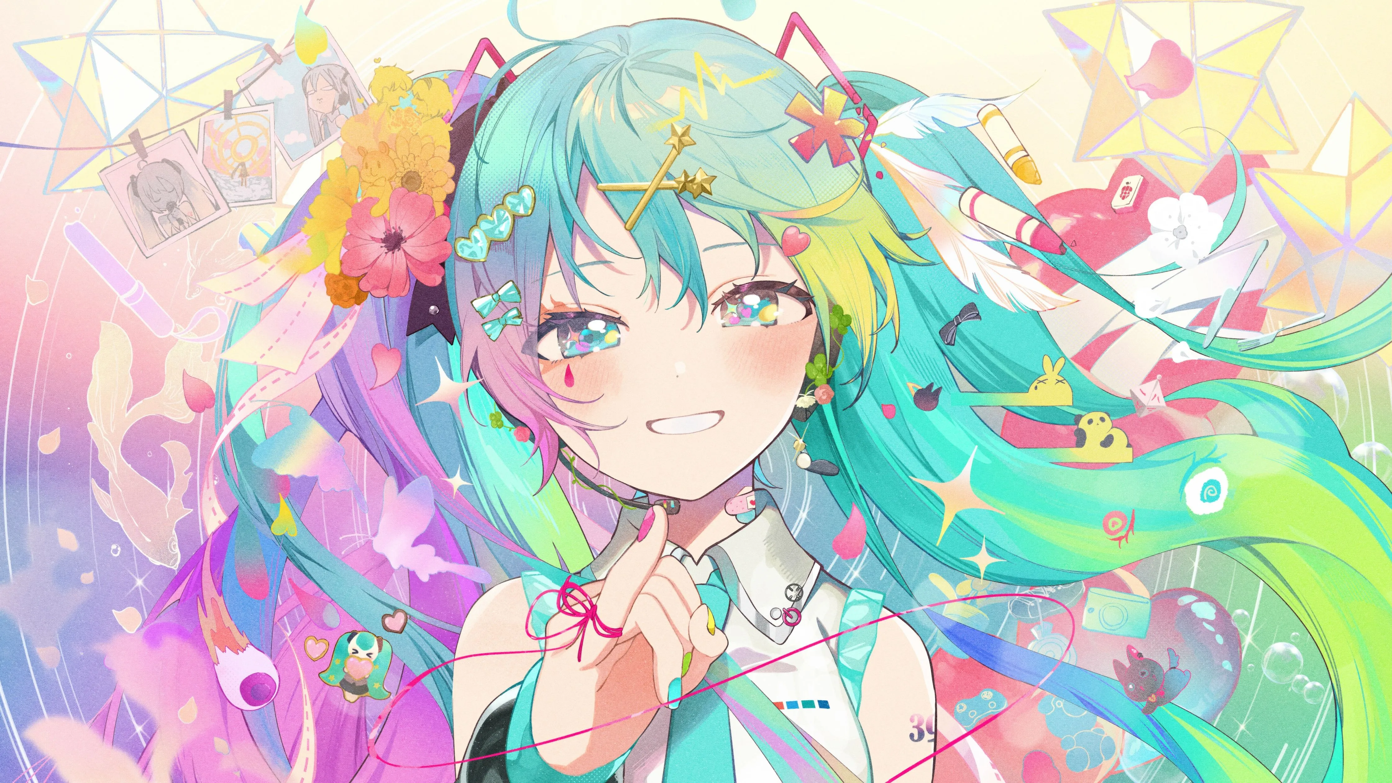 Hatsune Miku Wallpaper 4K, Colorful art, 5K, Anime girl