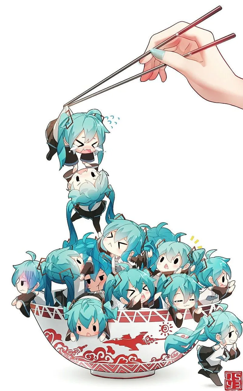 Chibi Mikus, cute, hatsune miku, HD phone wallpaper
