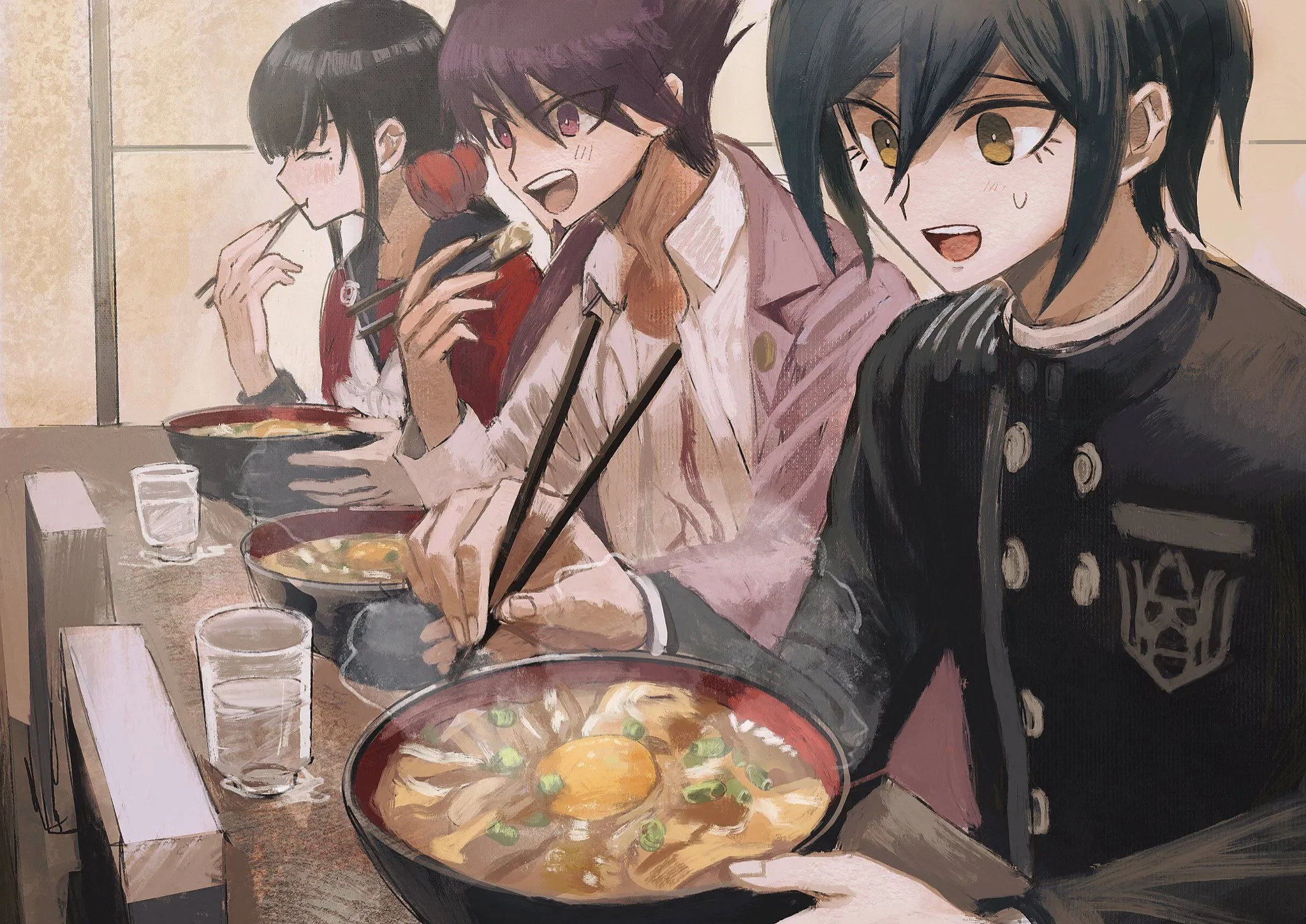 Danganronpa V3 Trio Feast HD Wallpaper: Shuichi, Kaito & Maki Momentsx1449
