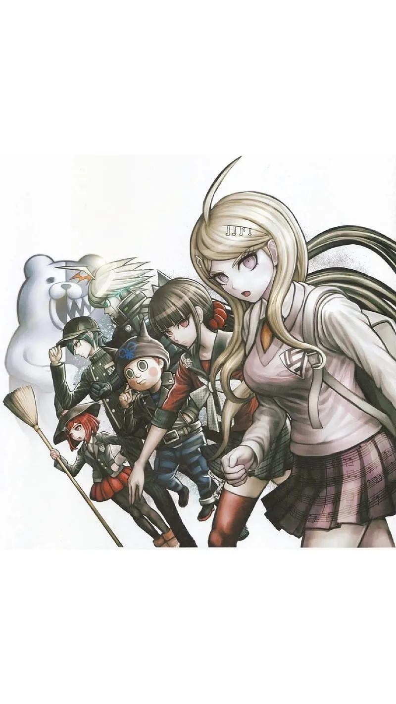 DanganRonpa V3, Monokuma, Shuichi Saihara, K1 B0, Harumaki, Maki Harukawa, Kaede Akamatsu, HD Phone Wallpaper