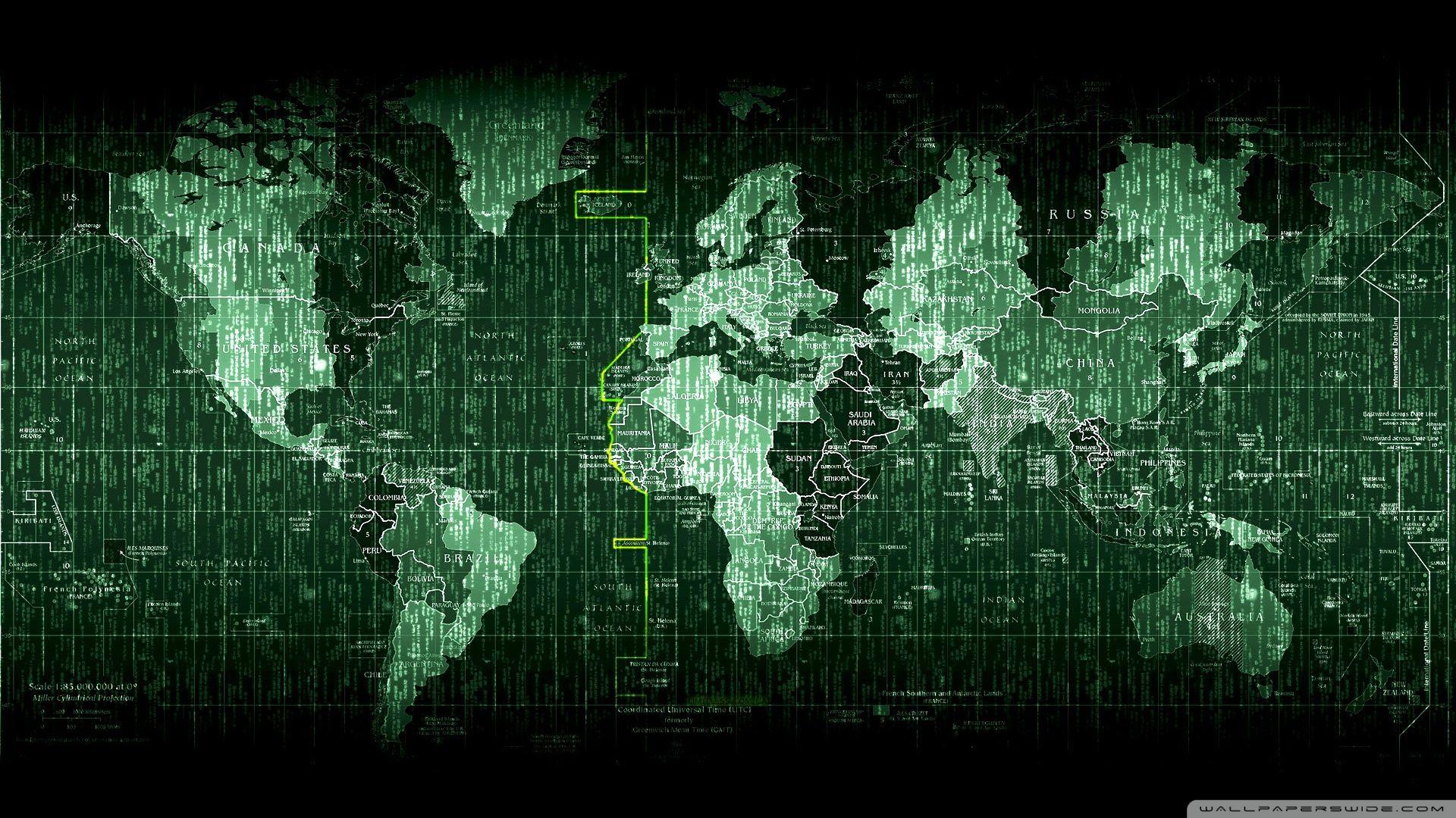 Matrix Code World Map ❤ 4K HD Desktop Wallpaper for 4K Ultra HD TV