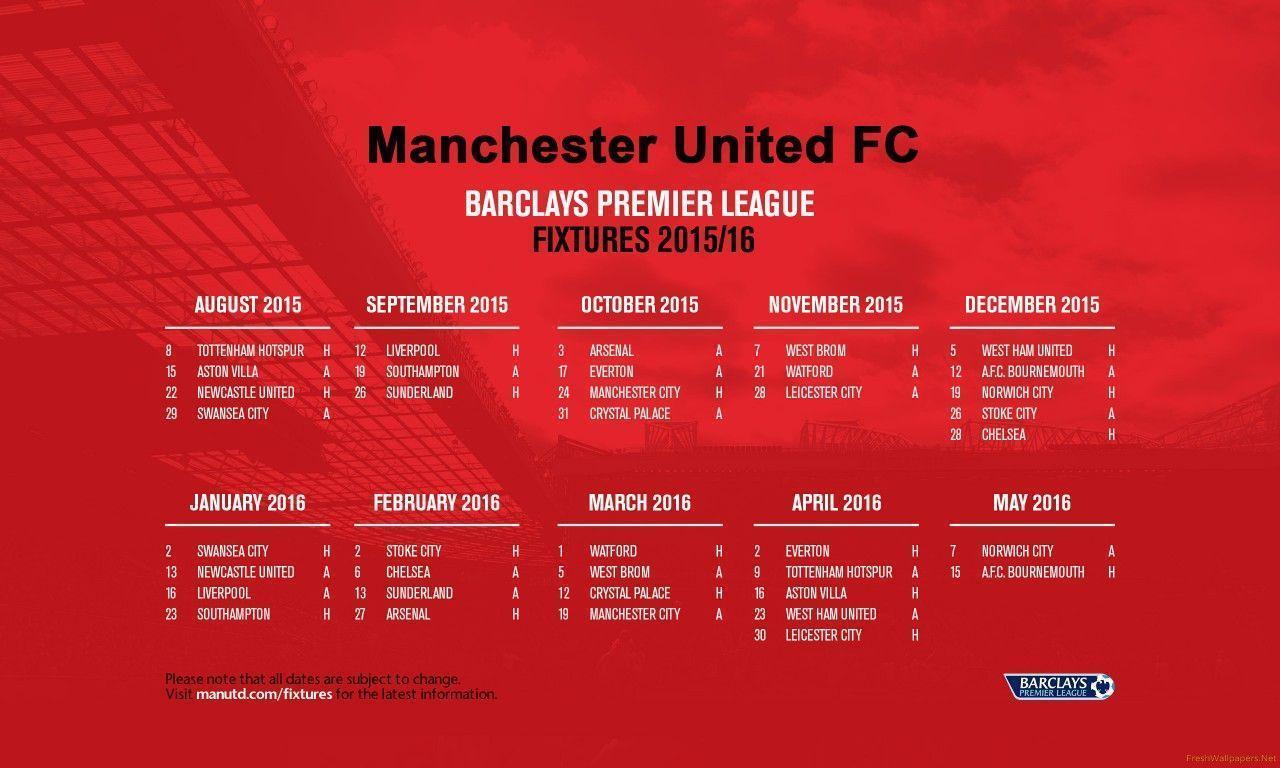 Manchester United Barclays Premier League 2015 2016 Fixtures