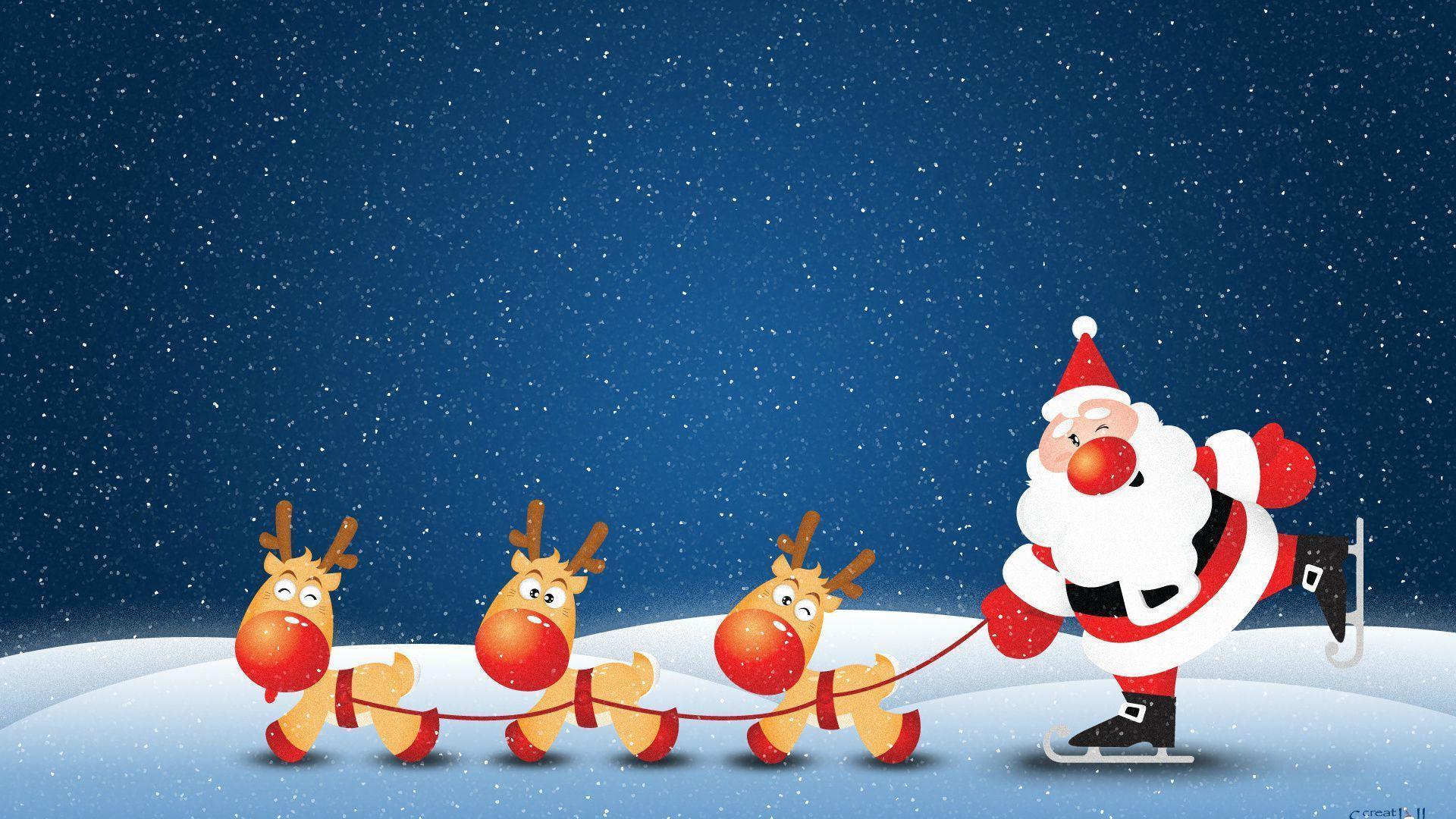 Santa Claus Reindeer 5 Cool Wallpaper