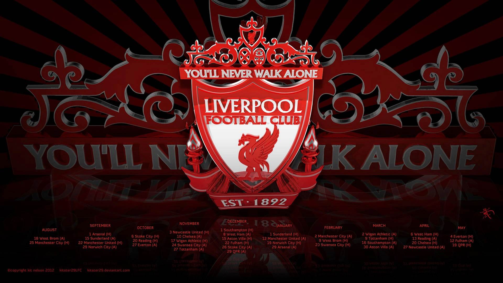Liverpool FC Wallpaper Fixture. Liverpool f.c. YNWA
