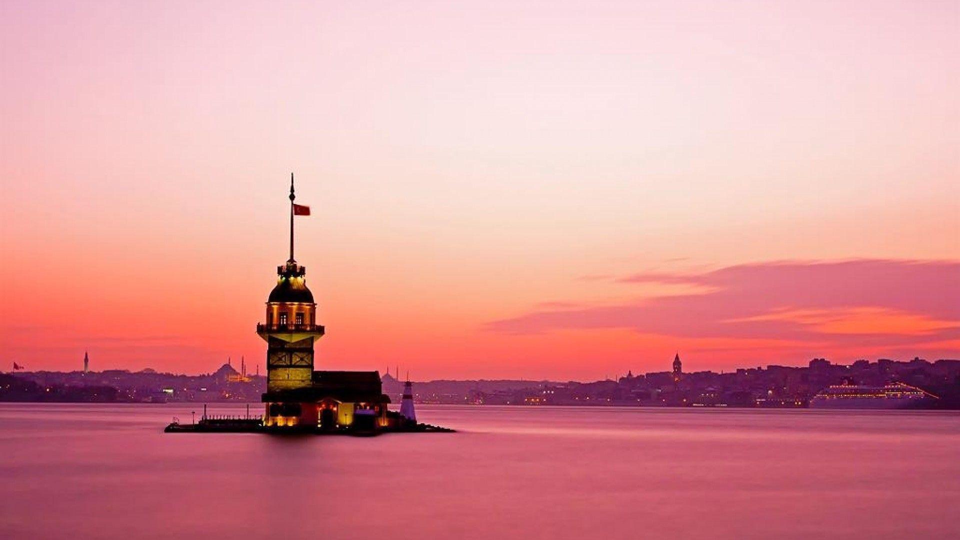 Pink sunset in Istanbul wallpaper and image
