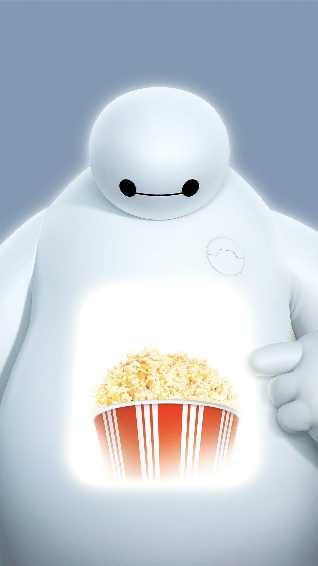 Big Hero 6 Baymax Popcorn Projection iPhone 6 Wallpaper Download