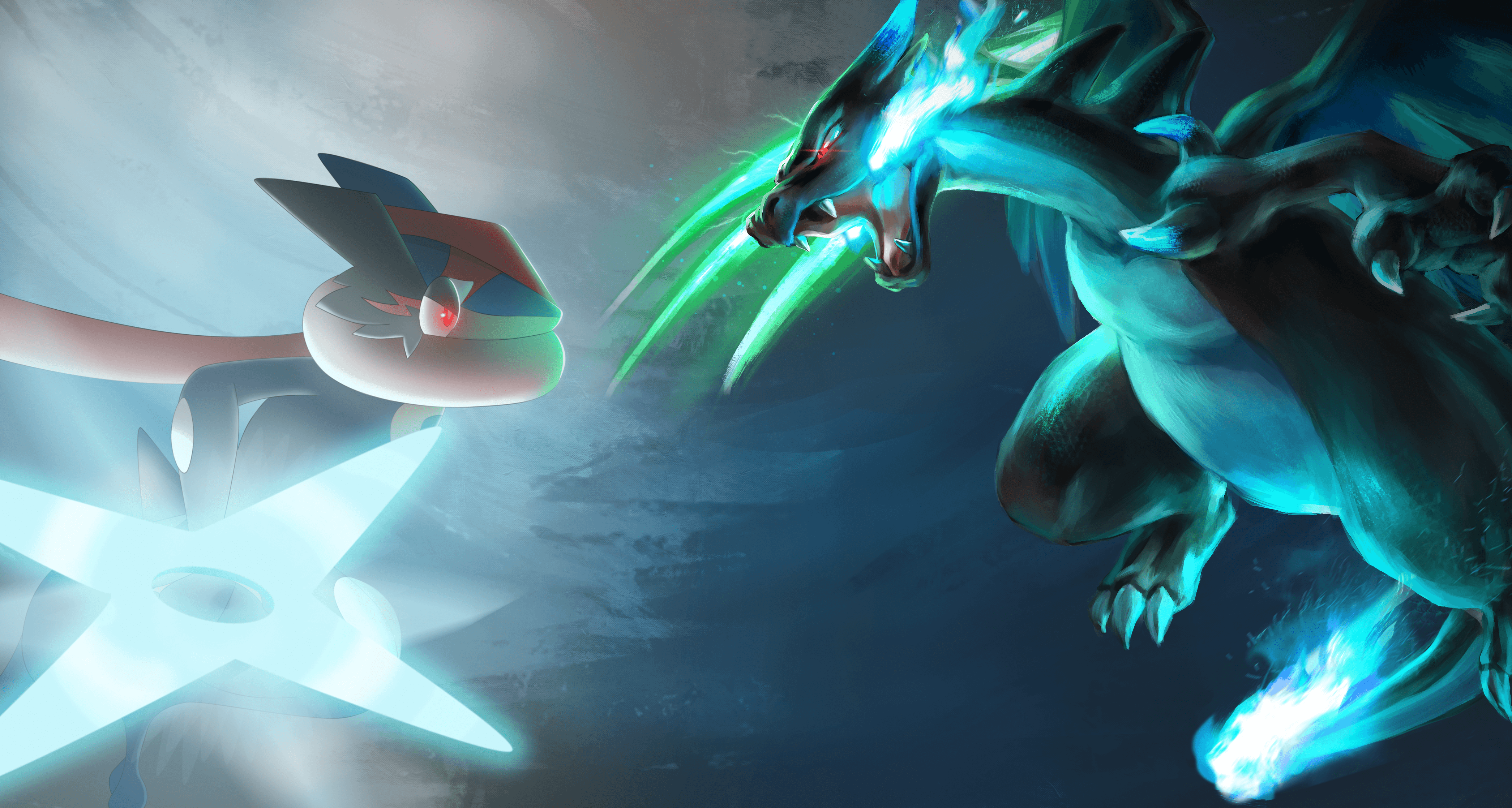 Ash Greninja VS Mega Charizard X 4k Ultra HD Wallpaper