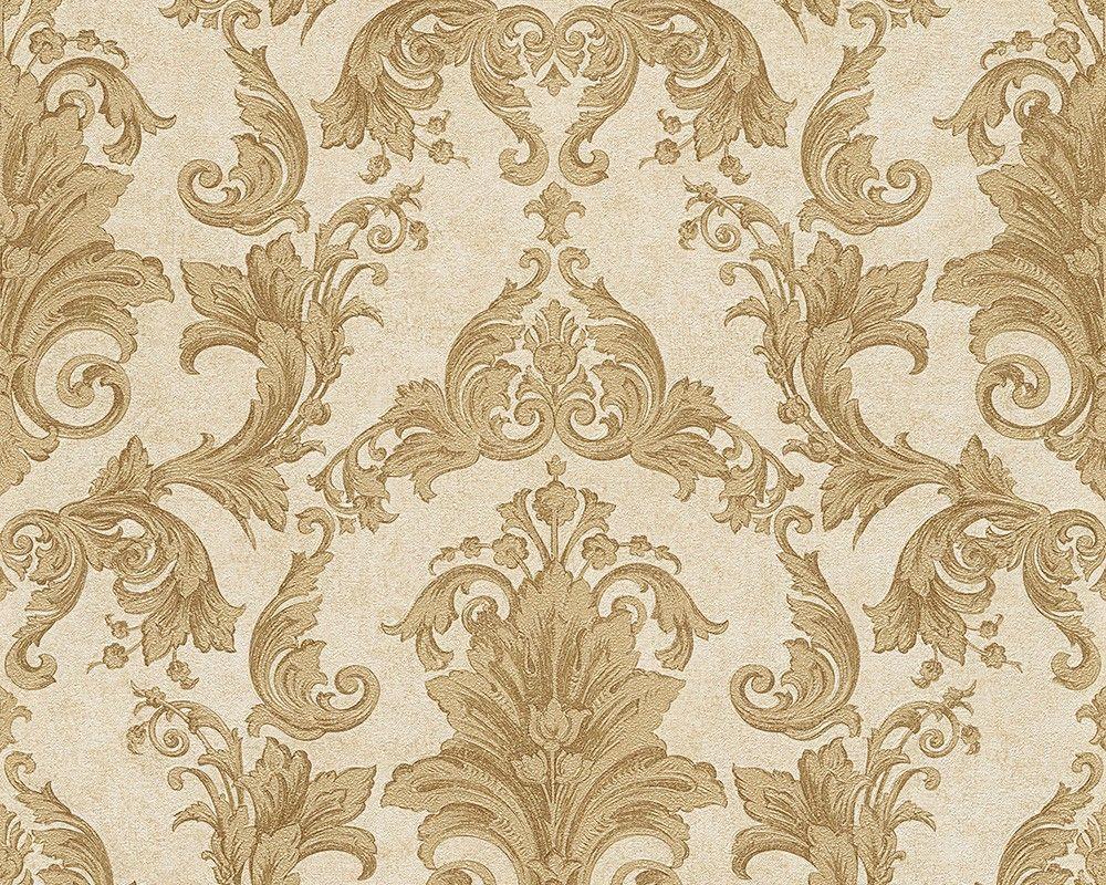 Wallpapers Versace ornament gold cream 96215