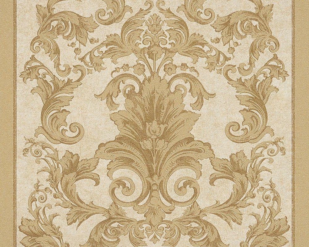 Wallpapers Versace striped cream gold 96217