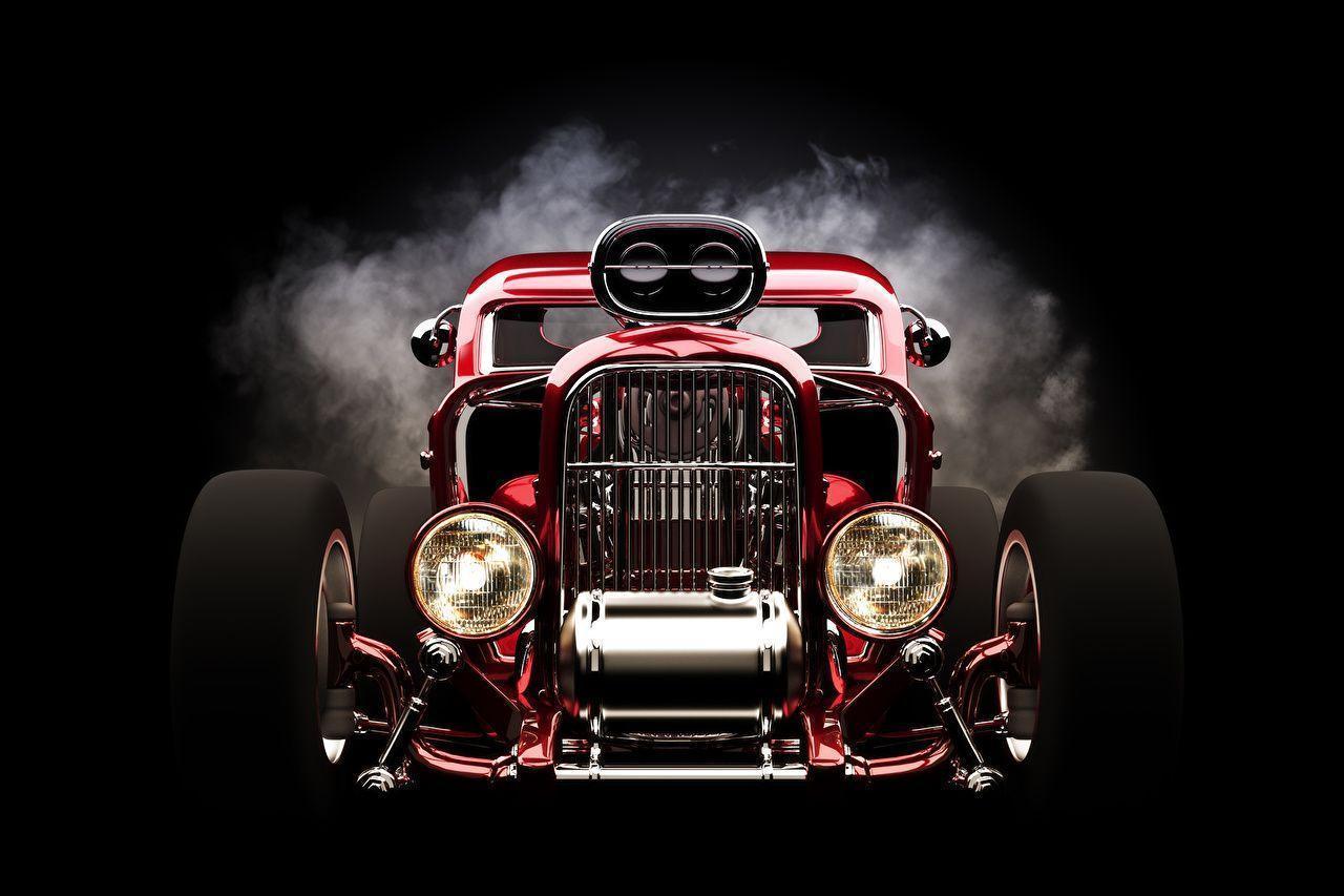 Wallpaper Retro hot rod Front Headlights Red Cars Image