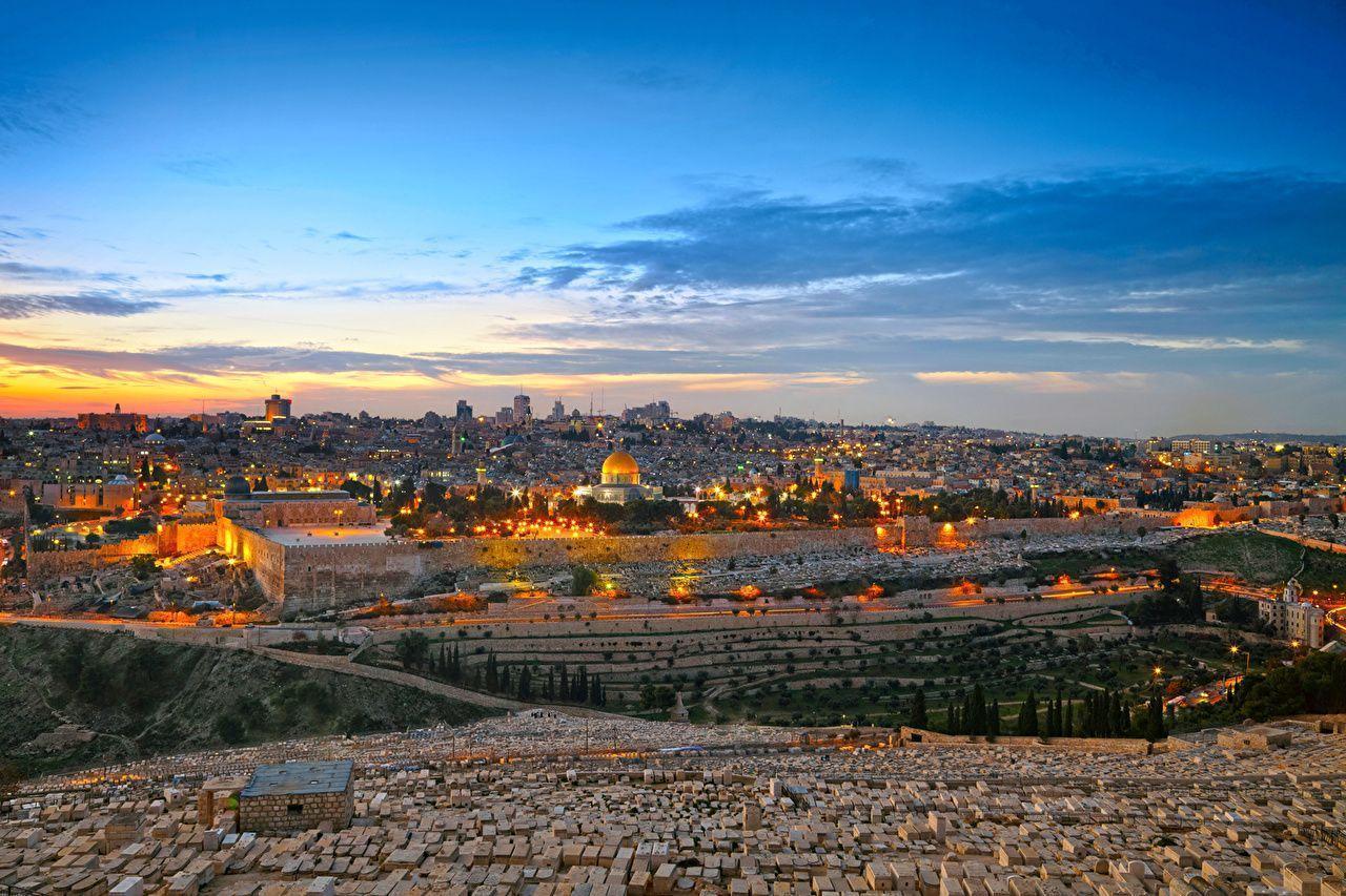 Desktop Wallpaper Israel Jerusalem HDR Sky night time Cities