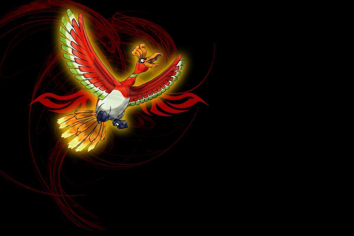 Pokemon Ho Oh Black Background #b_sA