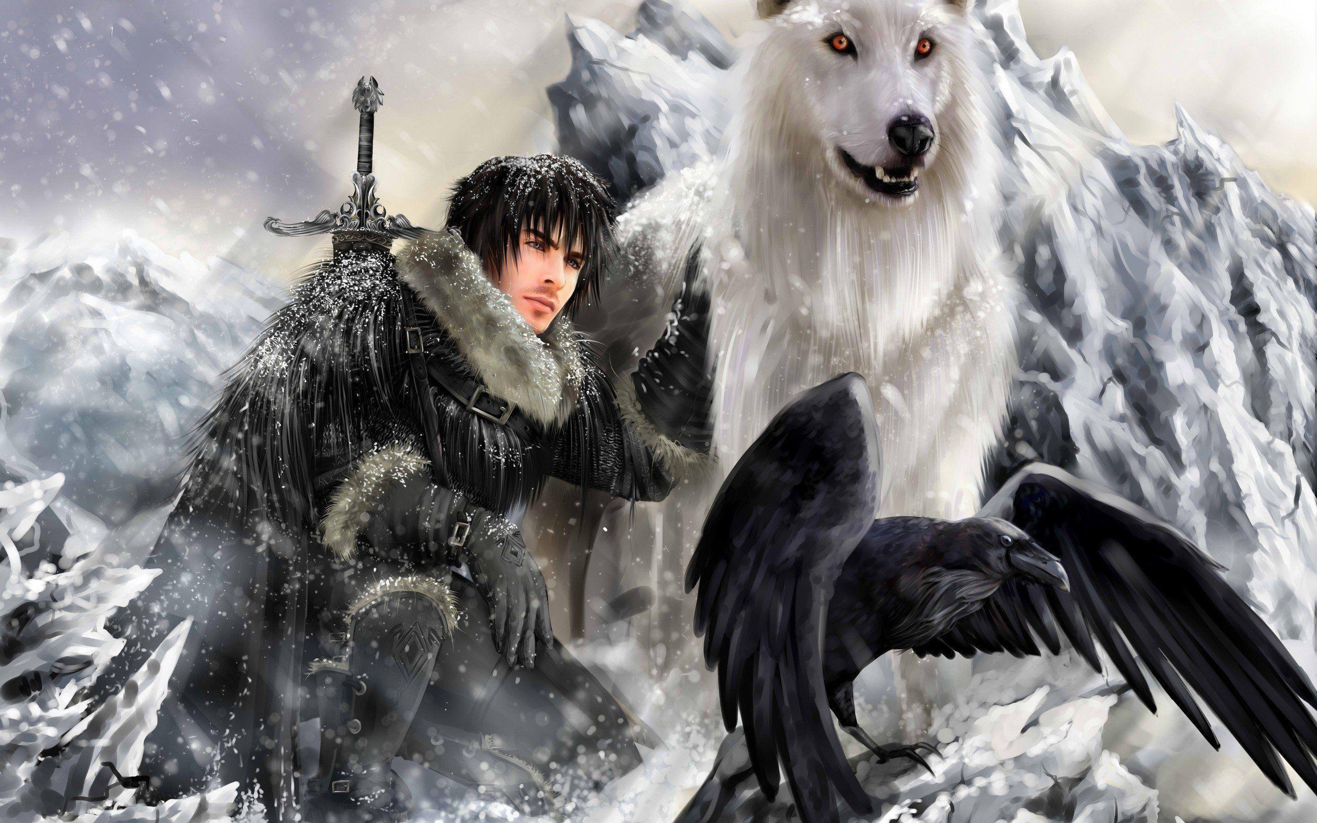 Jon Snow And Ghost Wallpaper