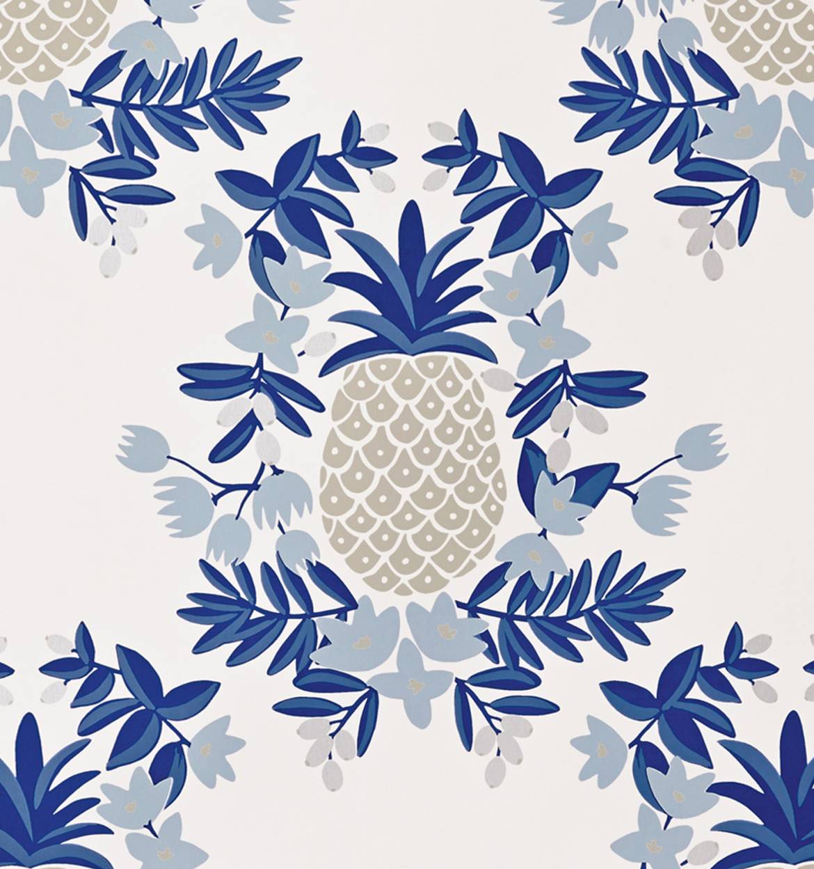 Pineapple (Blue) Wallpaper by RIFLE PAPER Co