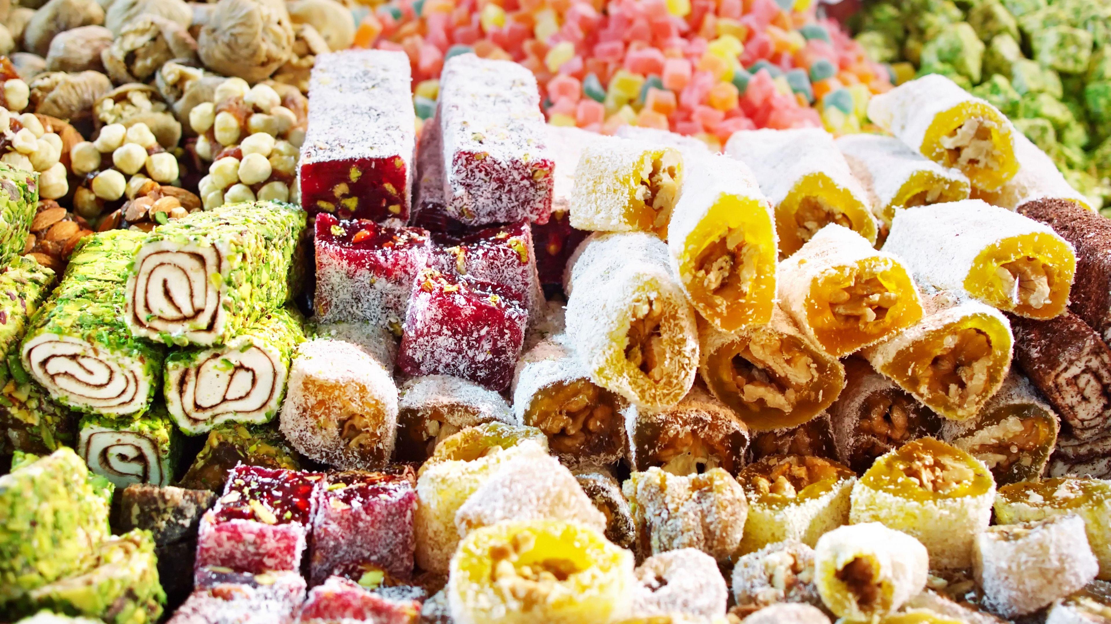 Download Wallpaper 3840x2160 Sweets, East, Fruit candy, Candies 4K