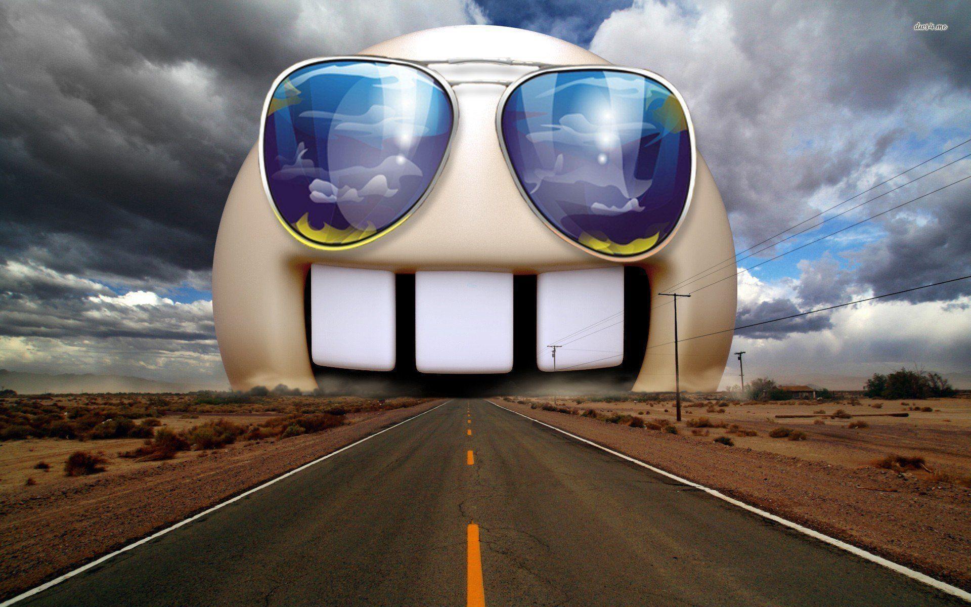 Emoticon Swallowing The Highway Wallpaper