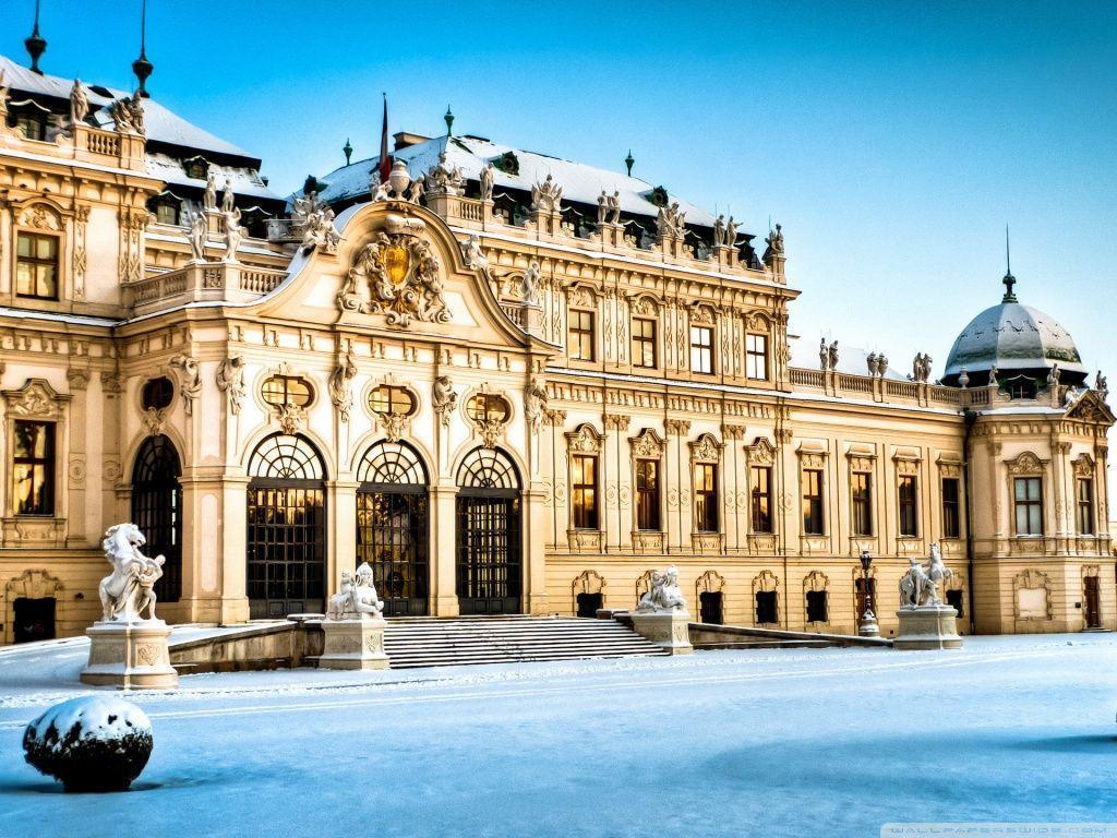 Belvedere Palace, Vienna, Austria, Winter HD desktop wallpaper