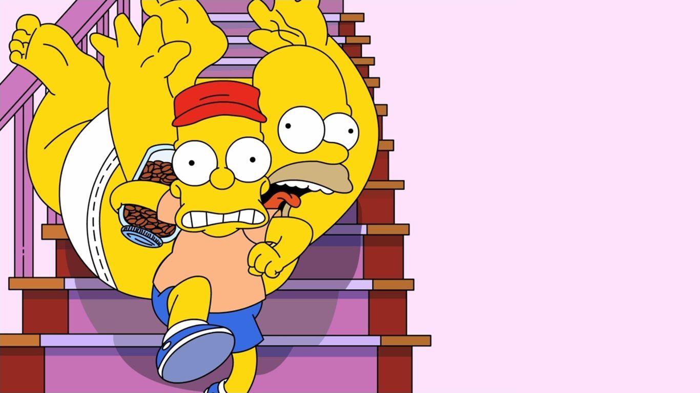 Bart and Homer Falling Down The Stairs Wallpapers