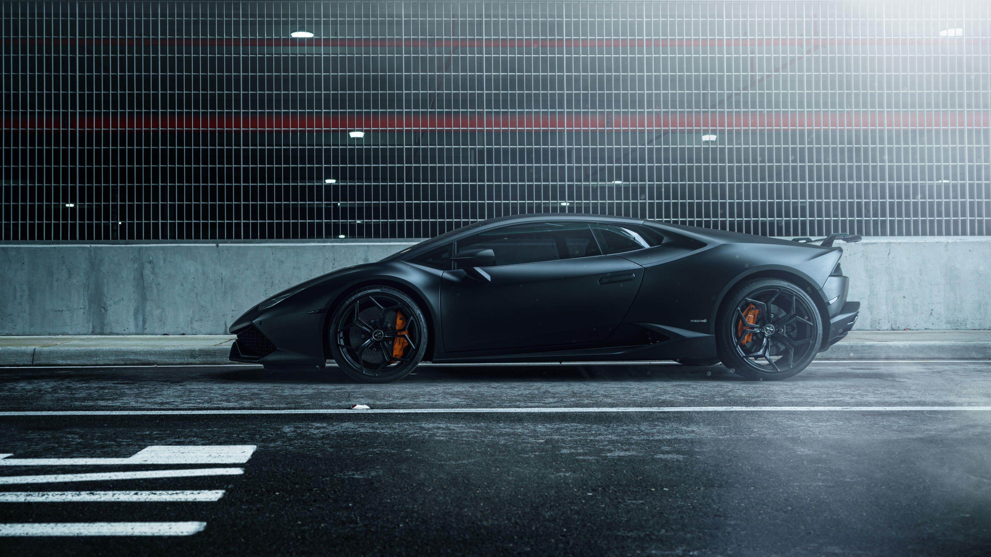 Lamborghini Huracan Vellano MC Matte Black 4K Wallpaper. HD Car