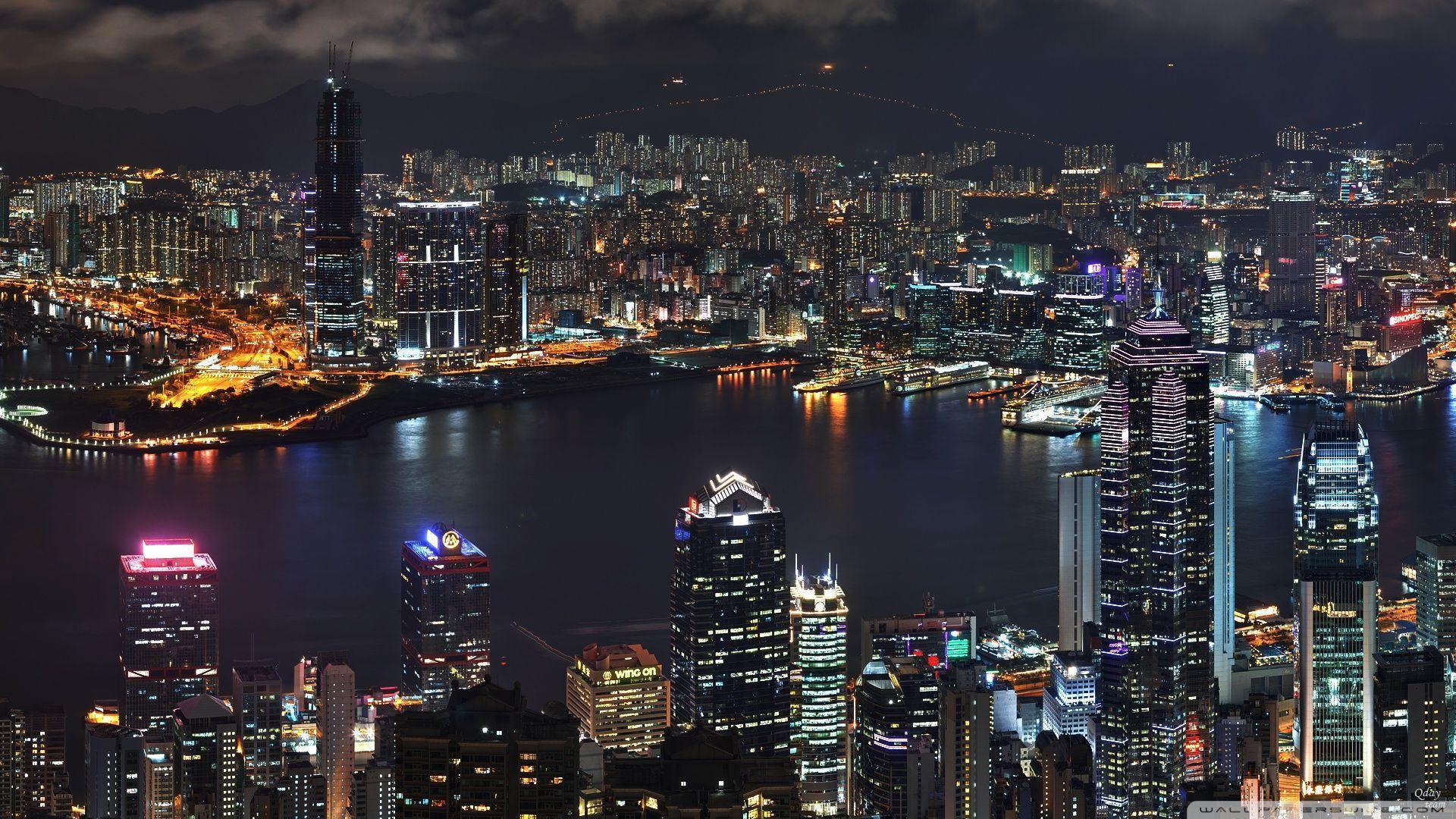 Hong Kong Skyline HD desktop wallpaper, Widescreen, High