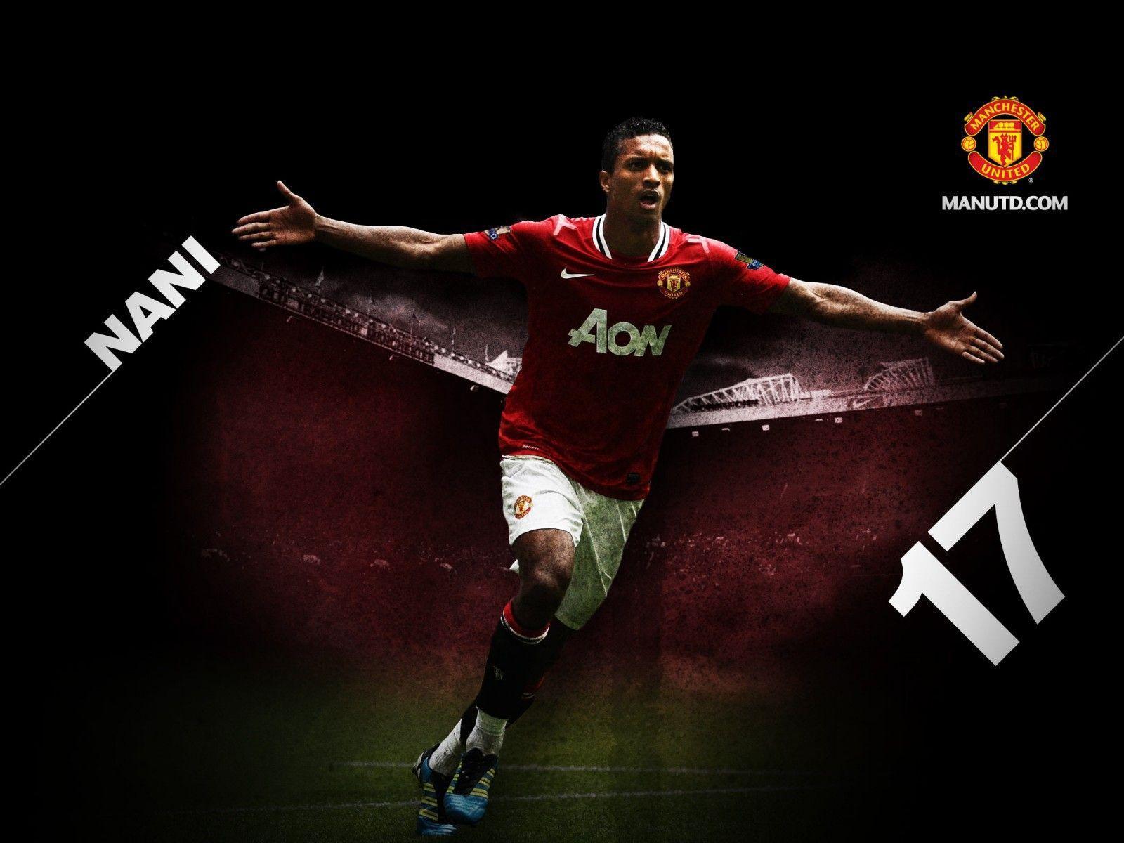 The halfback of Manchester United Luis Nani after goal wallpaper