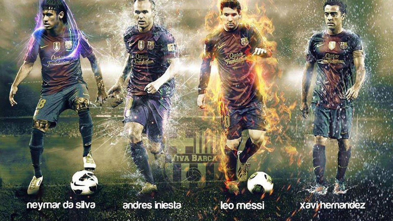 Neymar, Iniesta, Messi, and Hernandez wallpaper