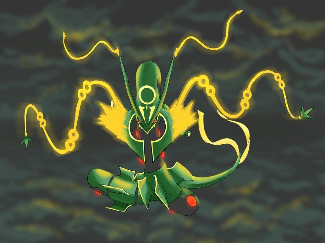 Download Fear the Wrath of Shiny Rayquaza Wallpaper  Wallpaperscom