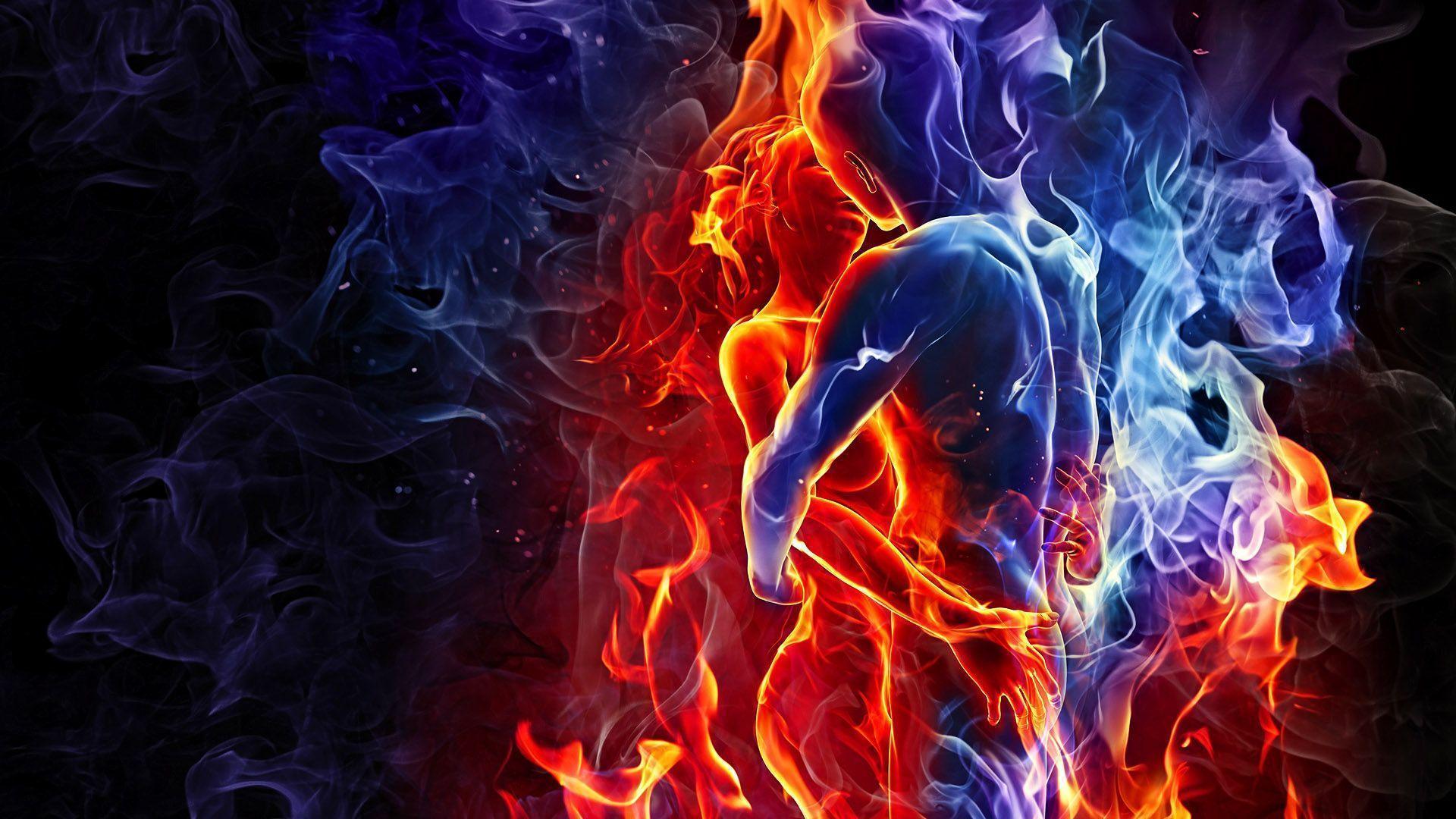 3d fire and ice wallpaper
