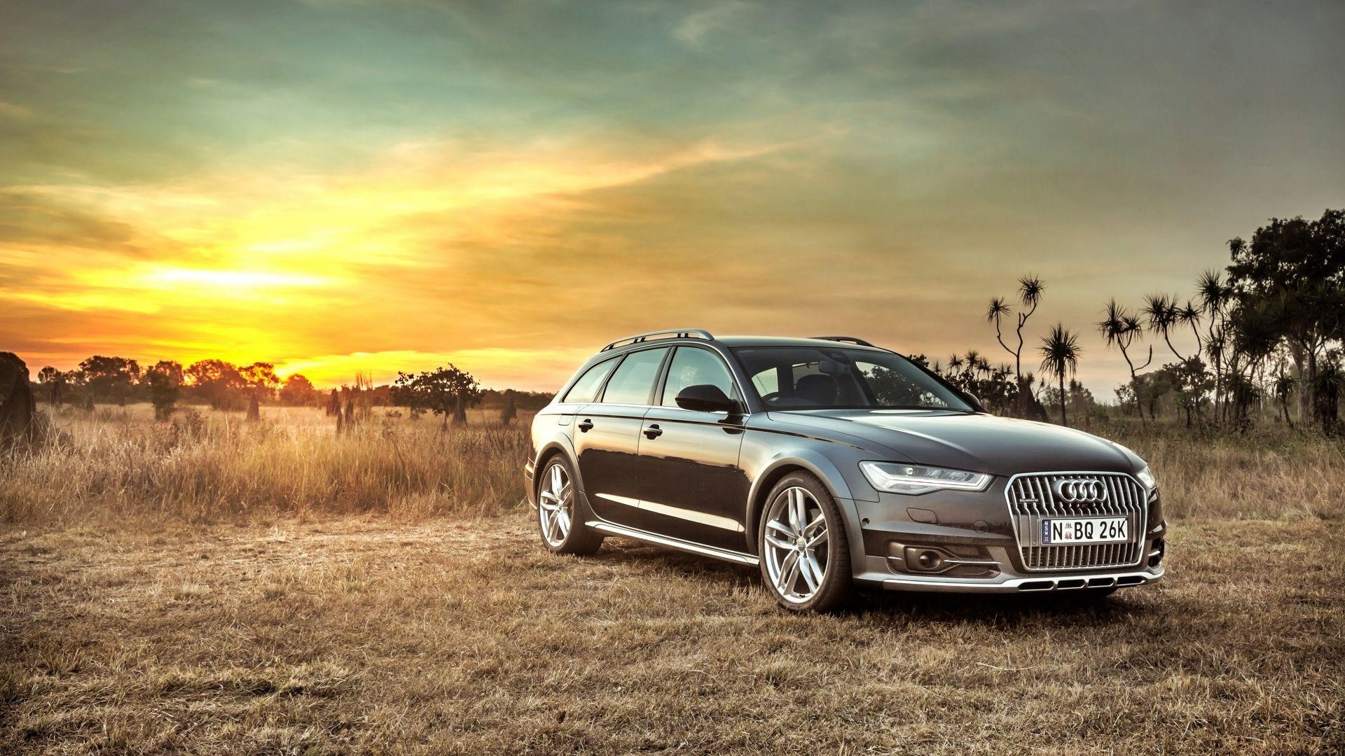 HD Background Audi A6 Allroad Side View Sunset HDR Car Wallpaper