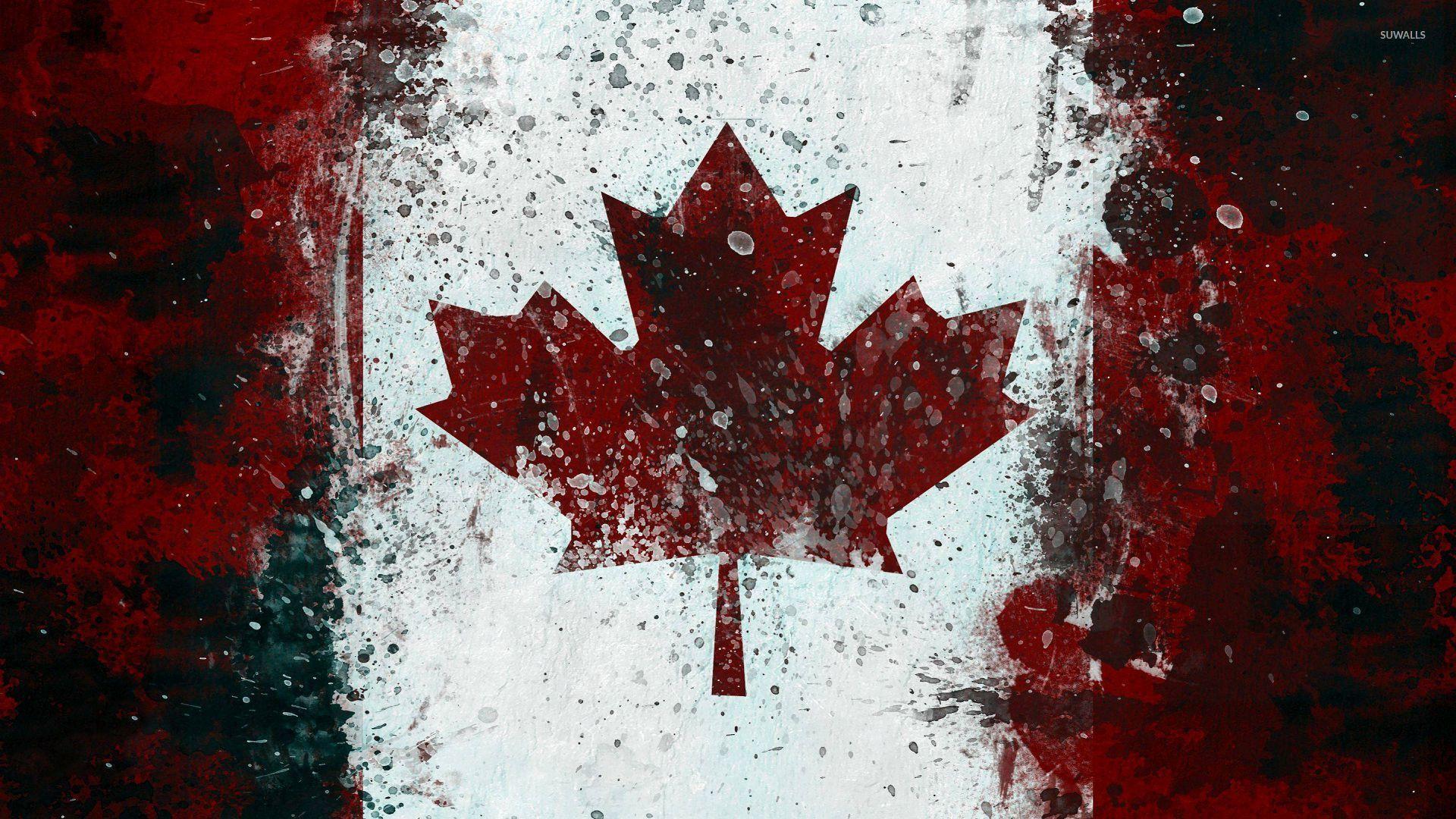 Canadian flag with paint drops wallpaper Art wallpaper