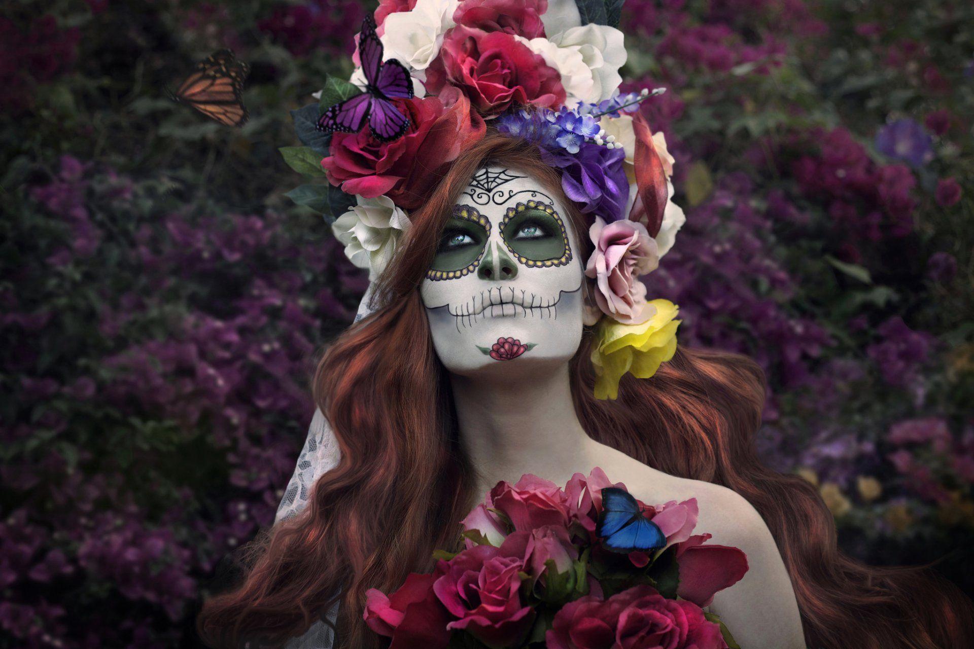dia de los muertos day of the dead girl face paint flower