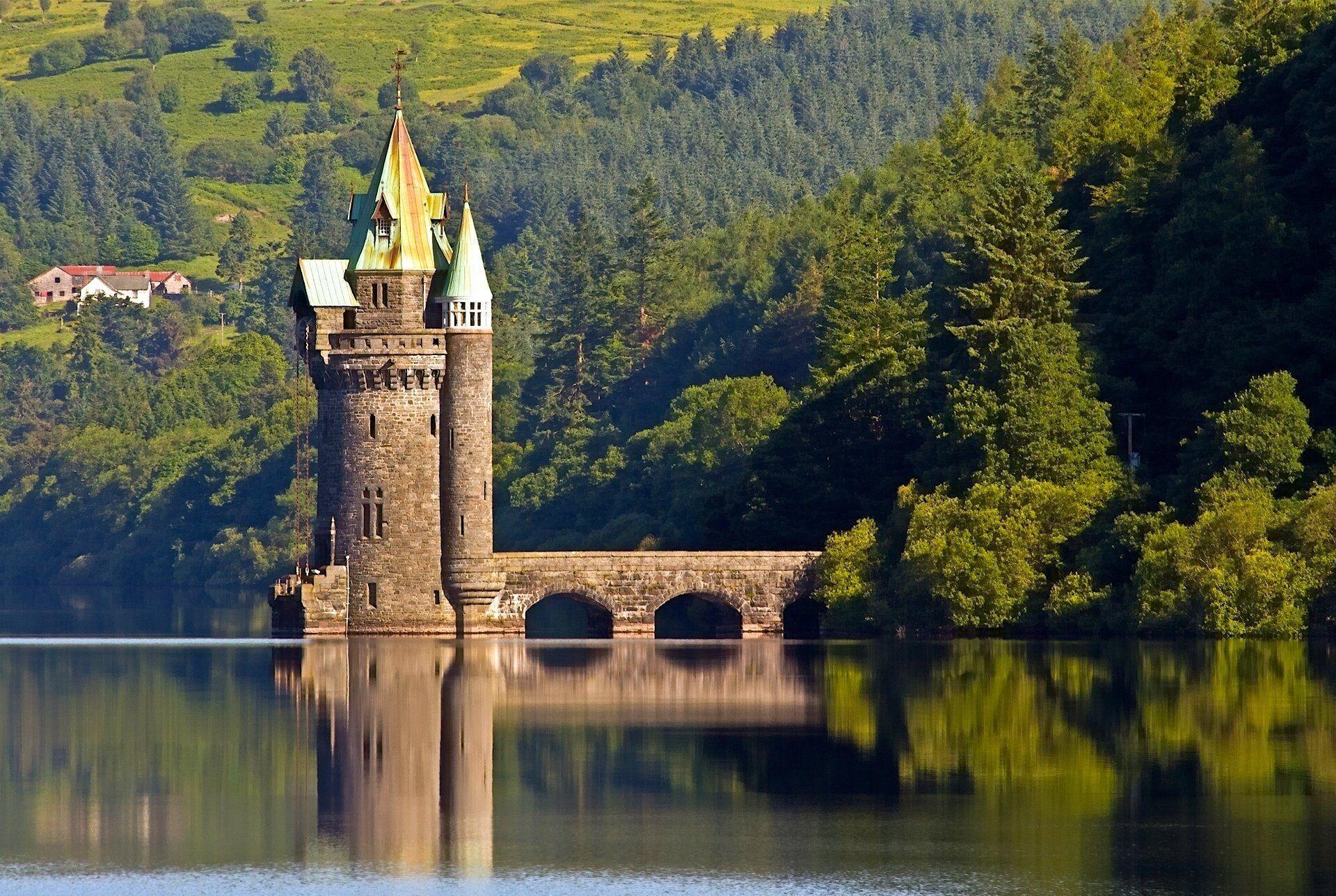 lake vyrnwy tower wales england lake vyrnwy wales england tower
