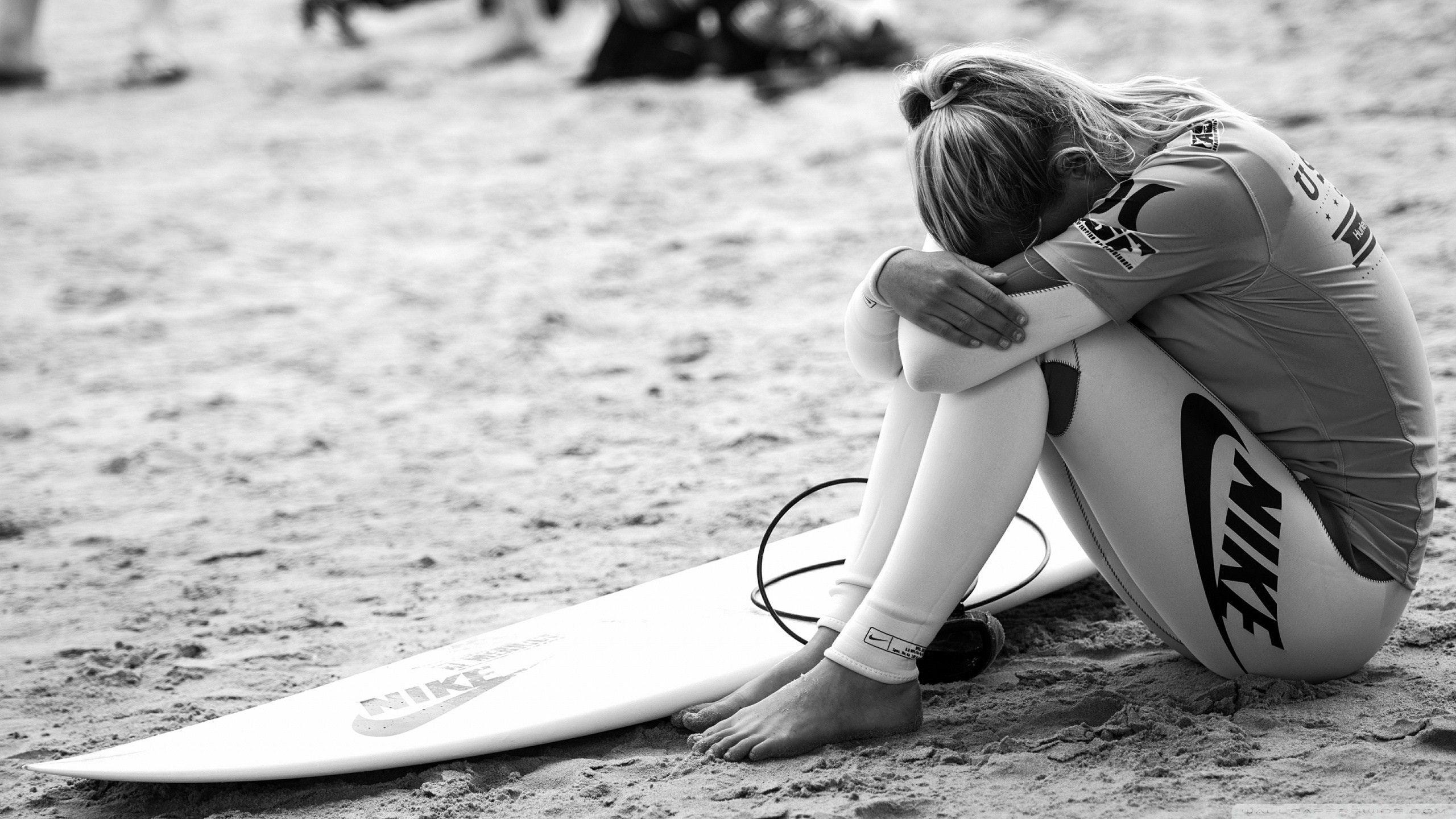 Wallpaper Surfing, Surfer, Girl, Sport, Nike, Bw HD, Picture, Image