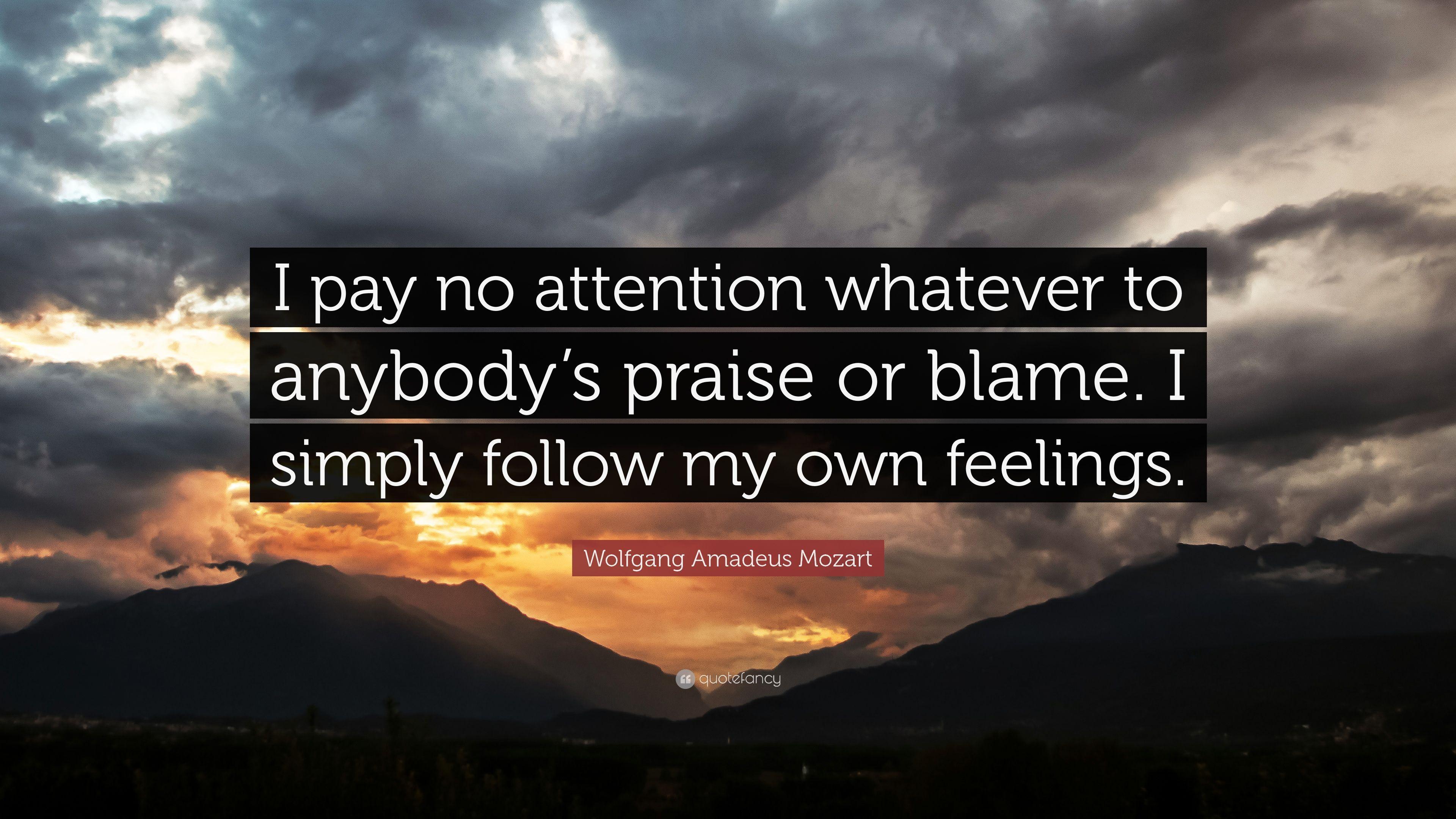 Wolfgang Amadeus Mozart Quote: “I pay no attention whatever