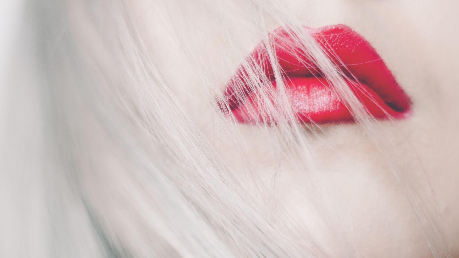 Download Wallpapers 1920x1080 Lips, Red, Lipstick, Hair, Blonde