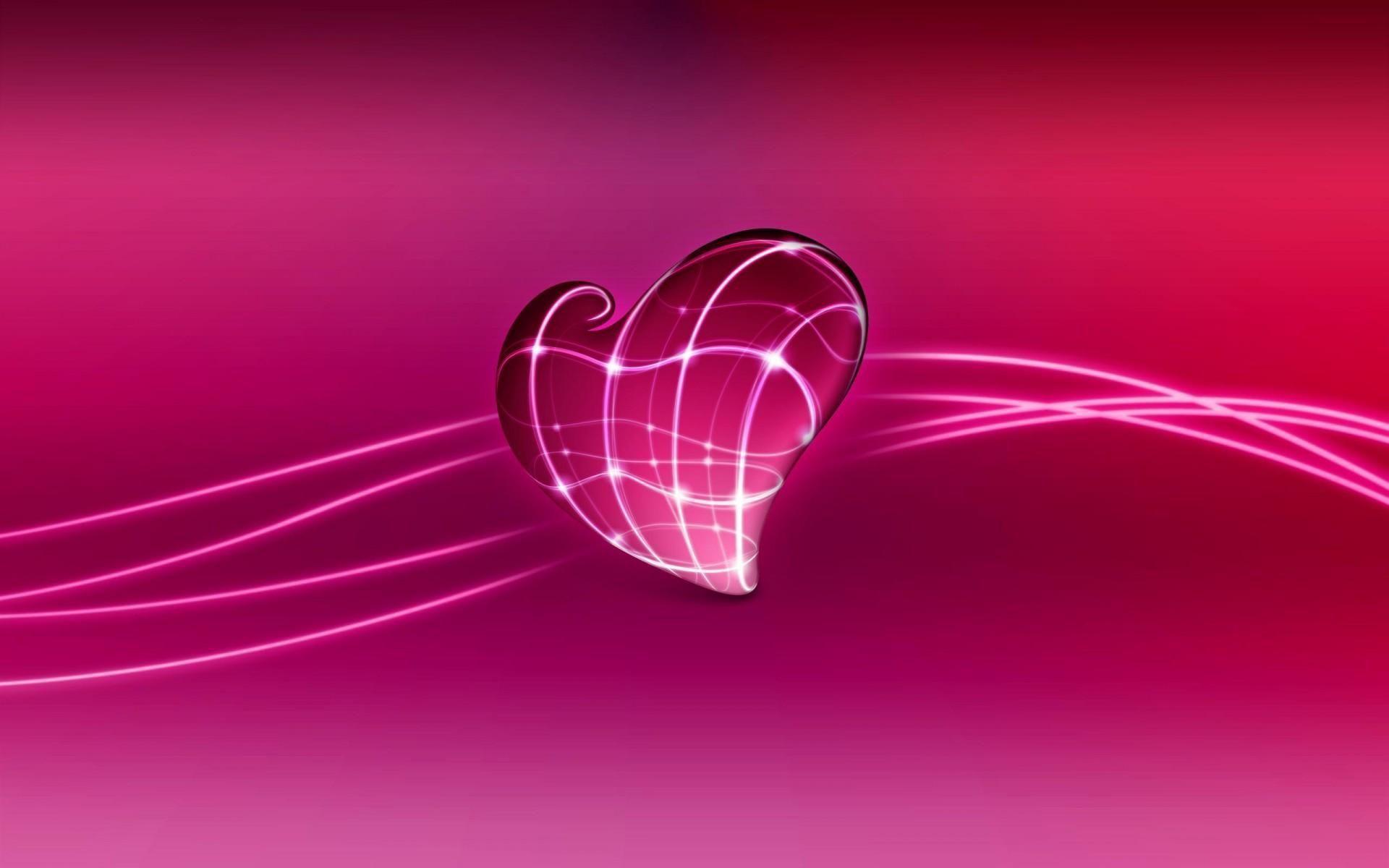 3D Love Heart Magenta Wallpaper