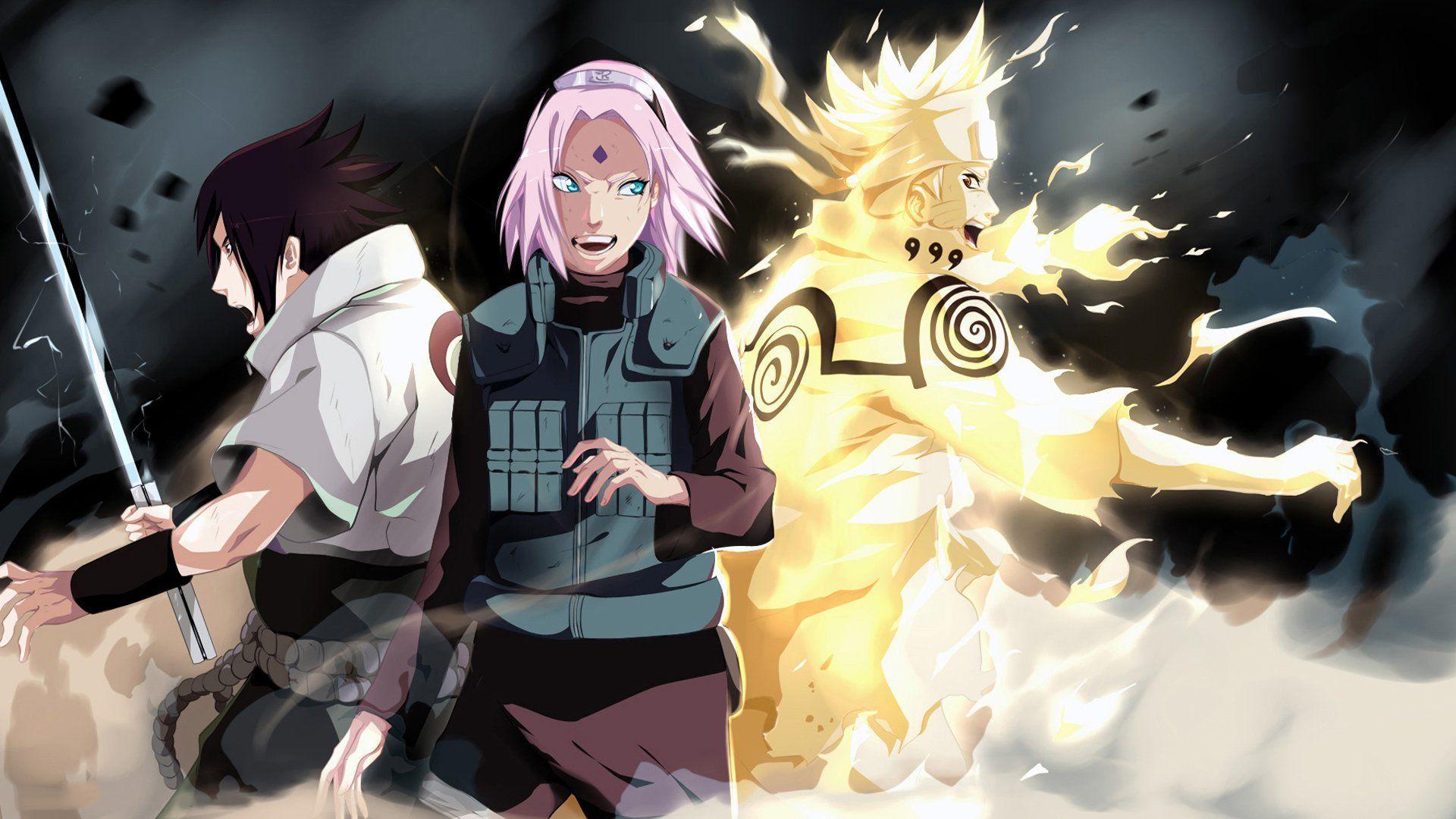 Team 7: Sasuke, Sakura and Naruto Full HD Wallpaper and Background